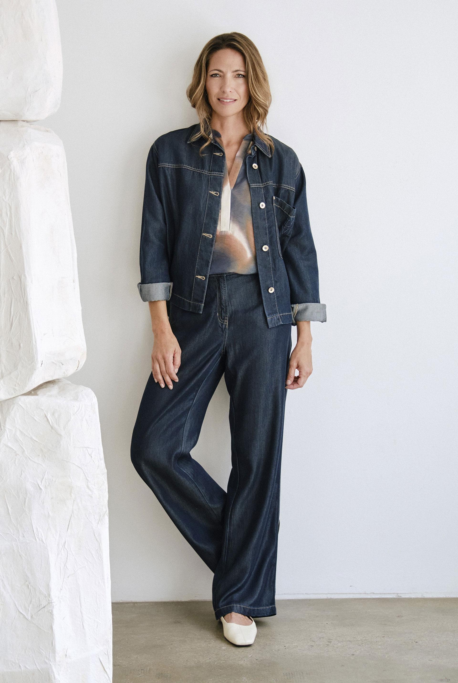 Blue Lyocell Trousers, 3701_397, large image number 0