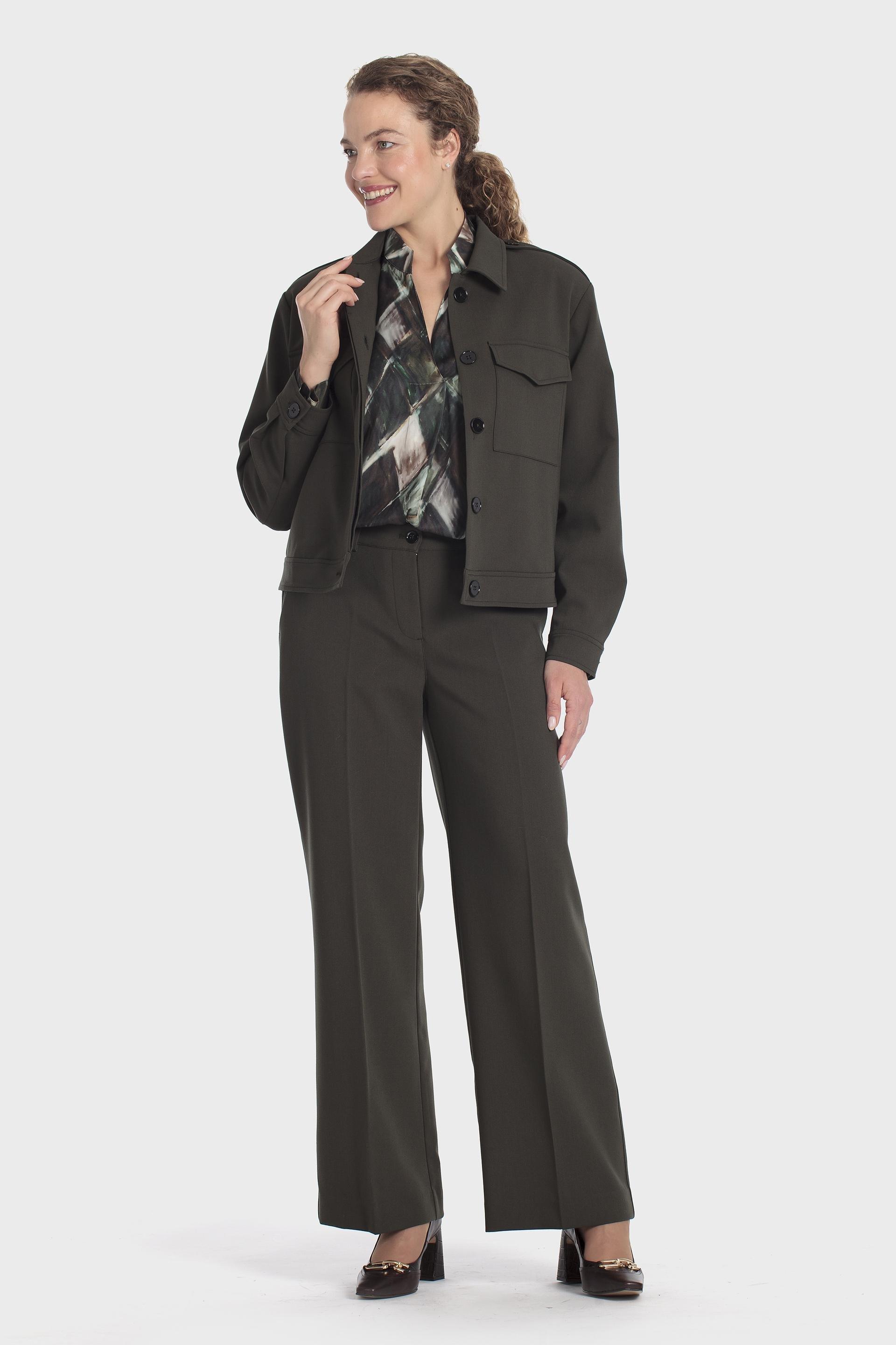 Wide Leg Four Pocket Trousers Khaki, Green Bottle, medium