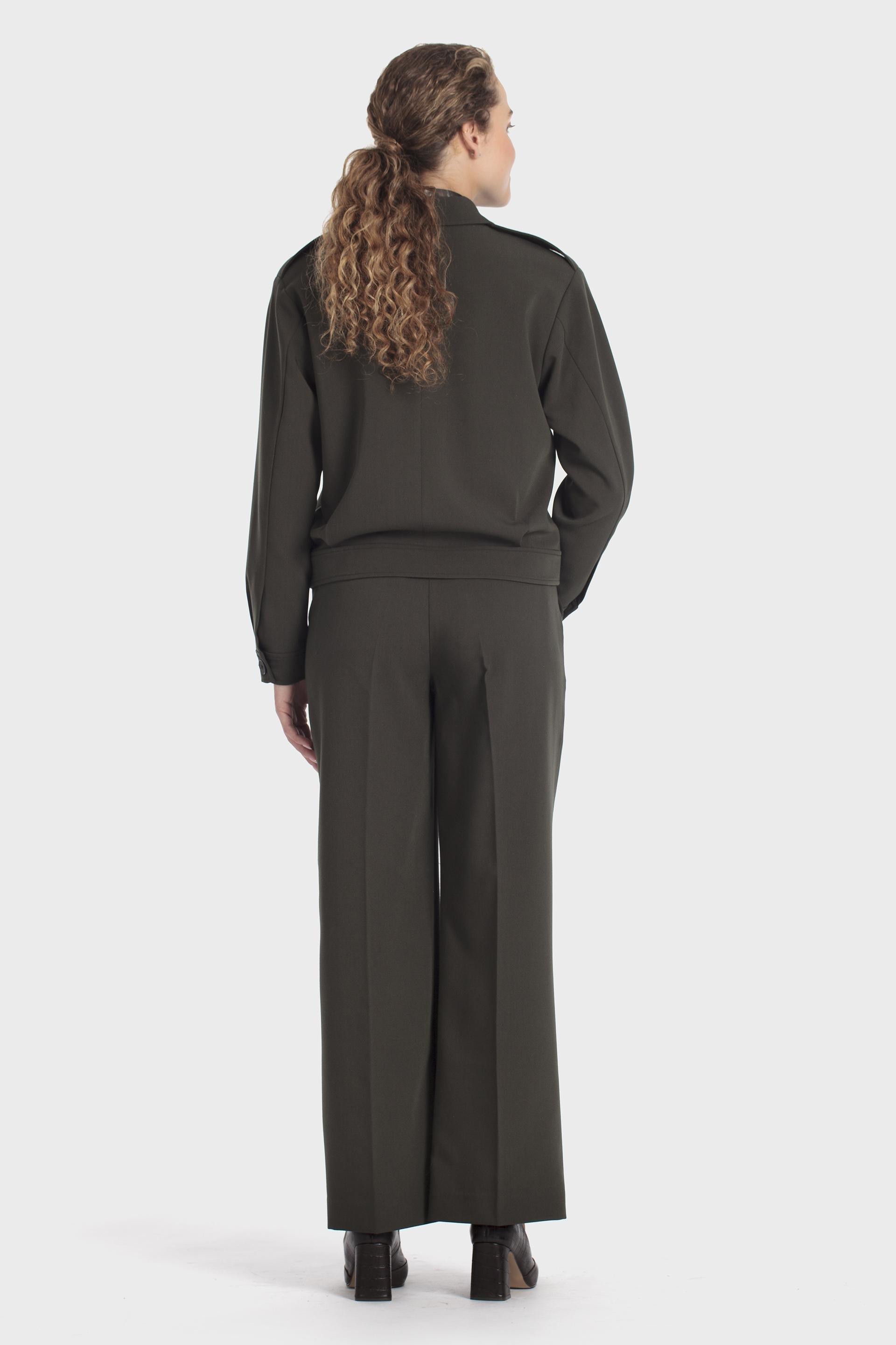 Wide Leg Four Pocket Trousers Khaki, Green Bottle, large image number 3