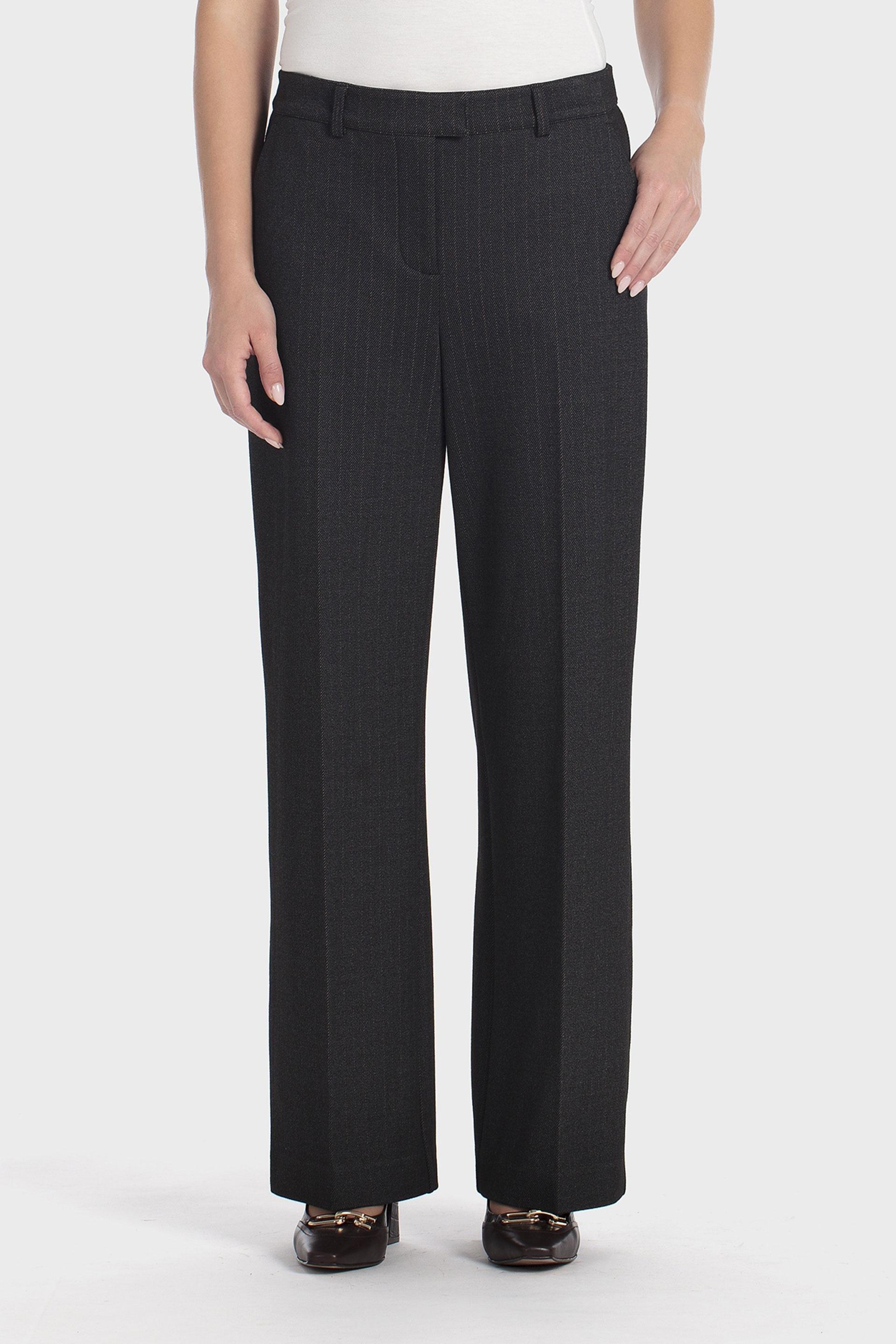 Pinstripe trousers, WOMEN, Black, medium