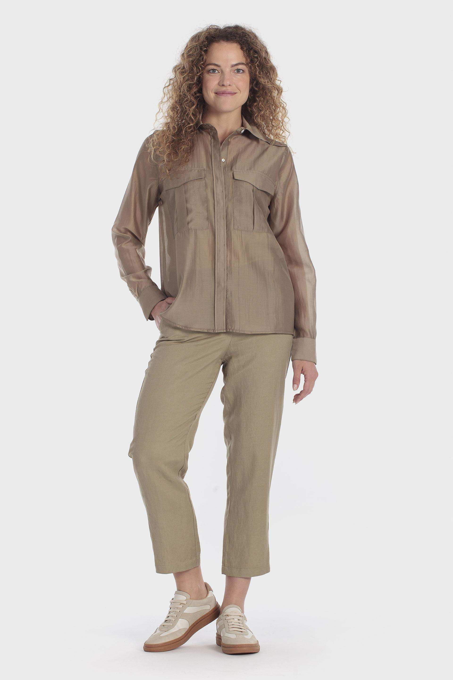Linen Blend Trousers Green, 3701_175, medium