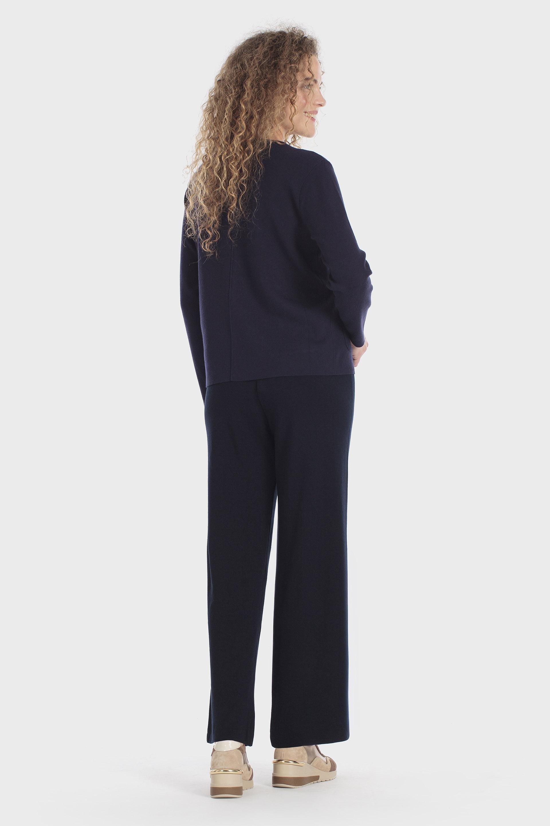 Knitted Tricot Trousers Blue, Blue Navy, medium