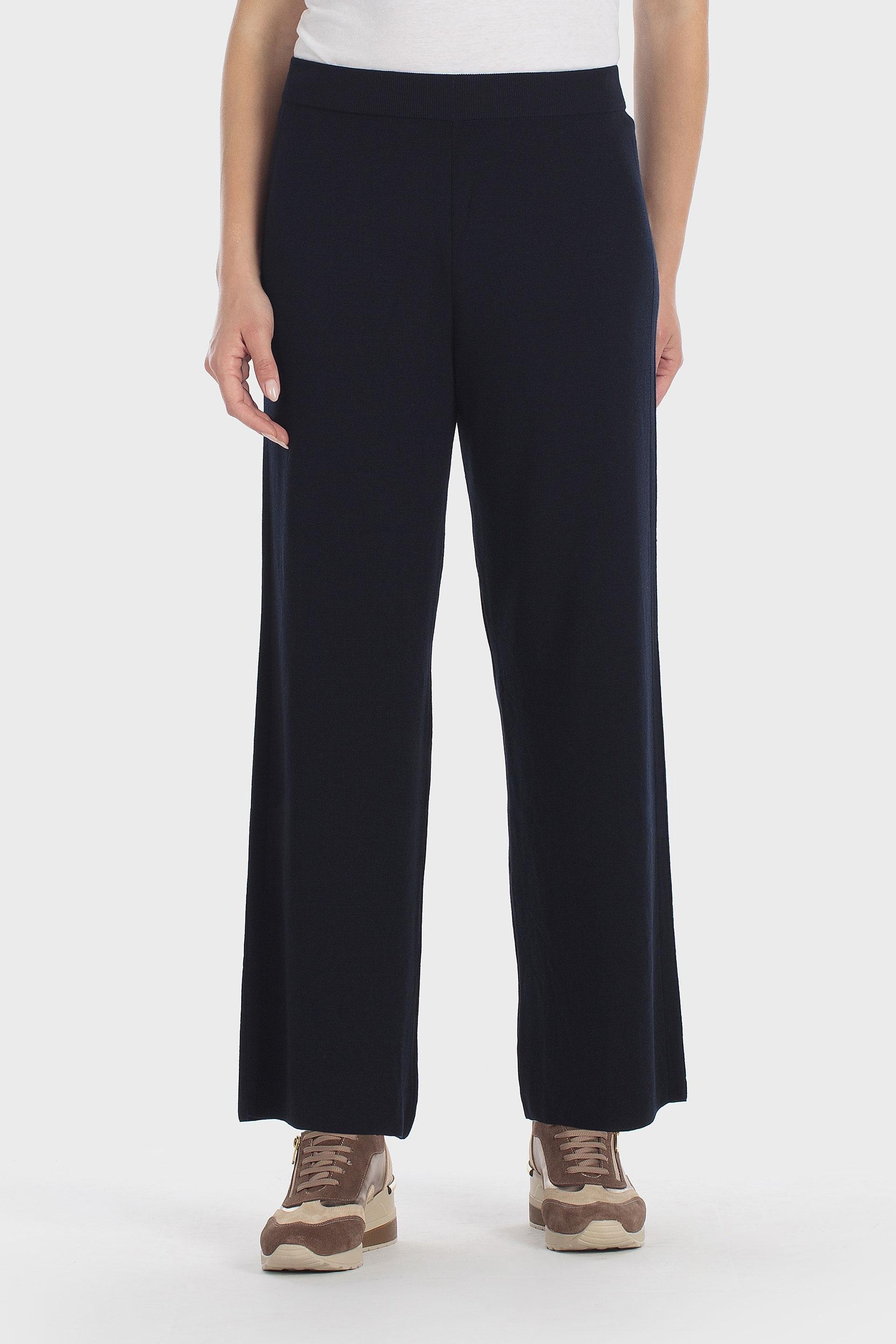 Knitted Tricot Trousers Blue, Blue Navy, large image number 2
