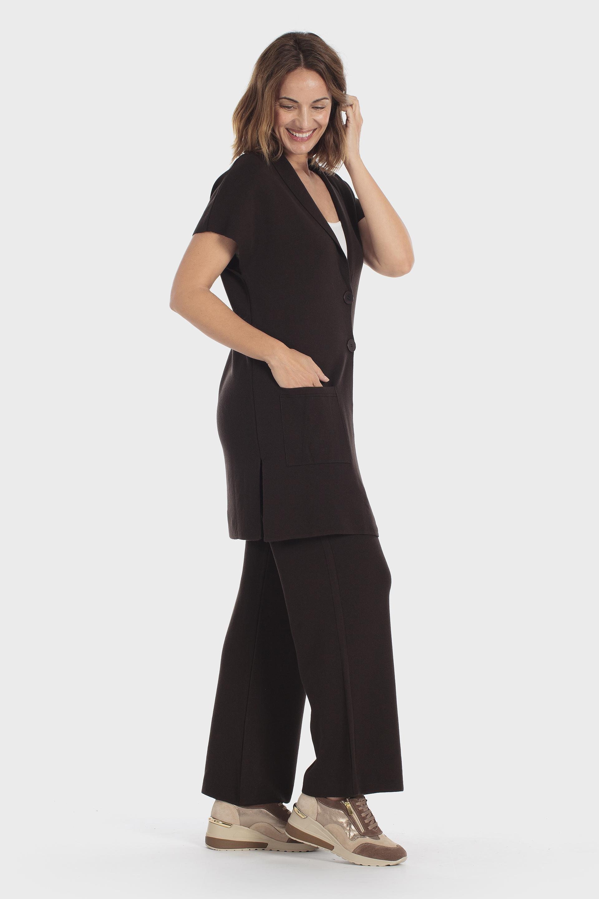 Knitted Tricot Trousers Brown, Brown, medium