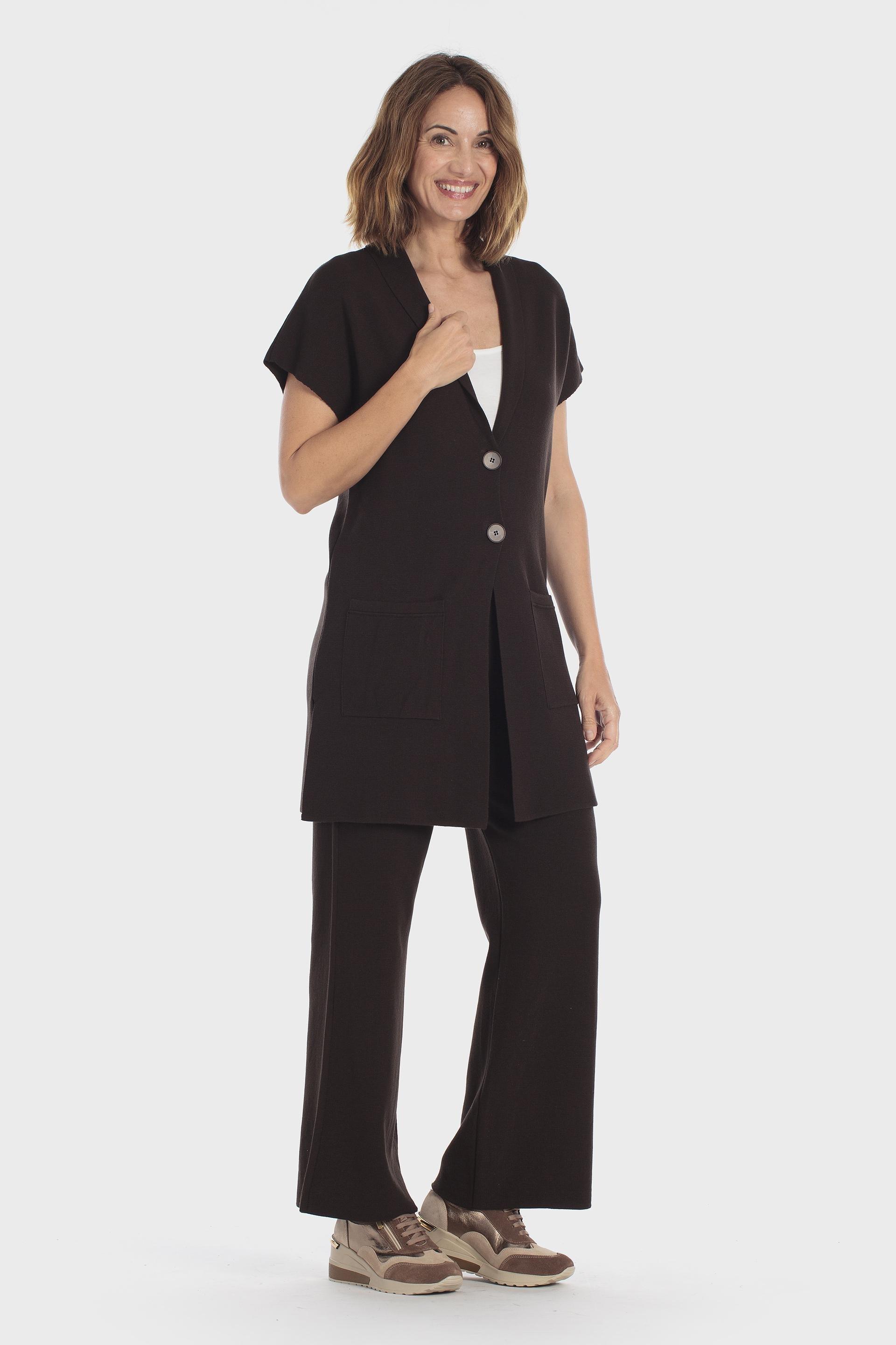 Knitted Tricot Trousers Brown, Brown, medium