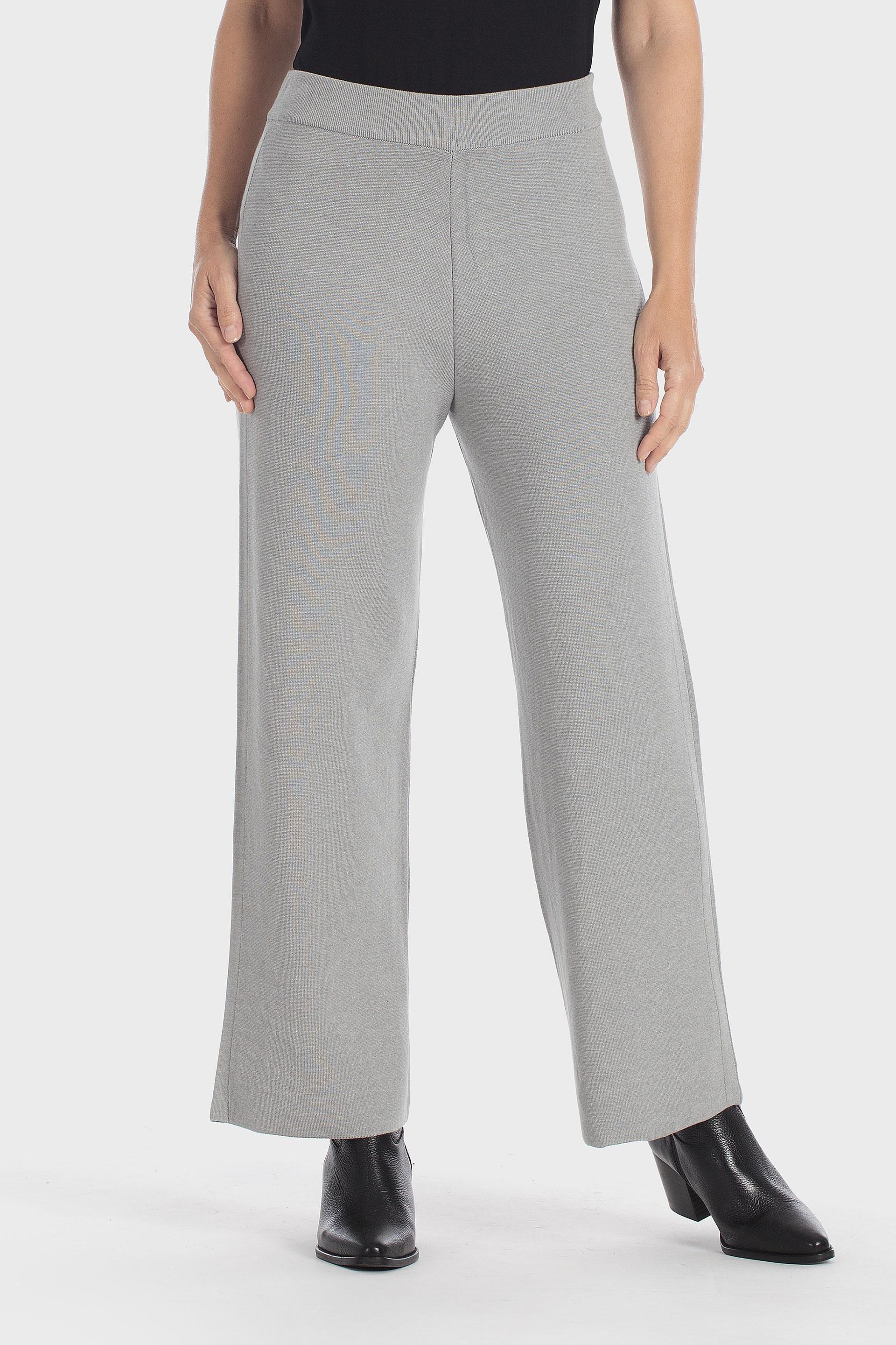 Knitted Tricot Trousers Grey, Grey Melange, large image number 1