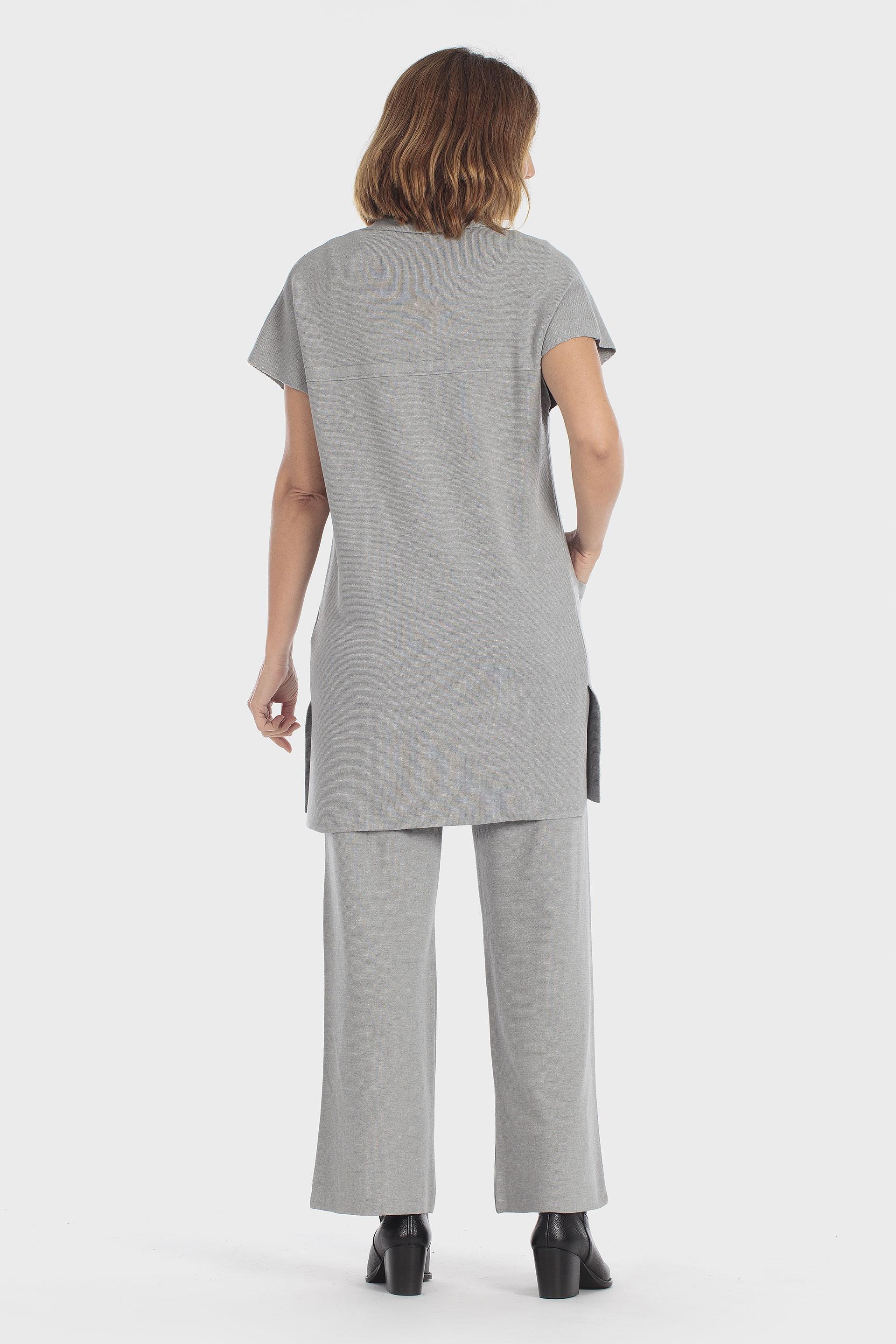 Knitted Tricot Trousers Grey, Grey Melange, large image number 4