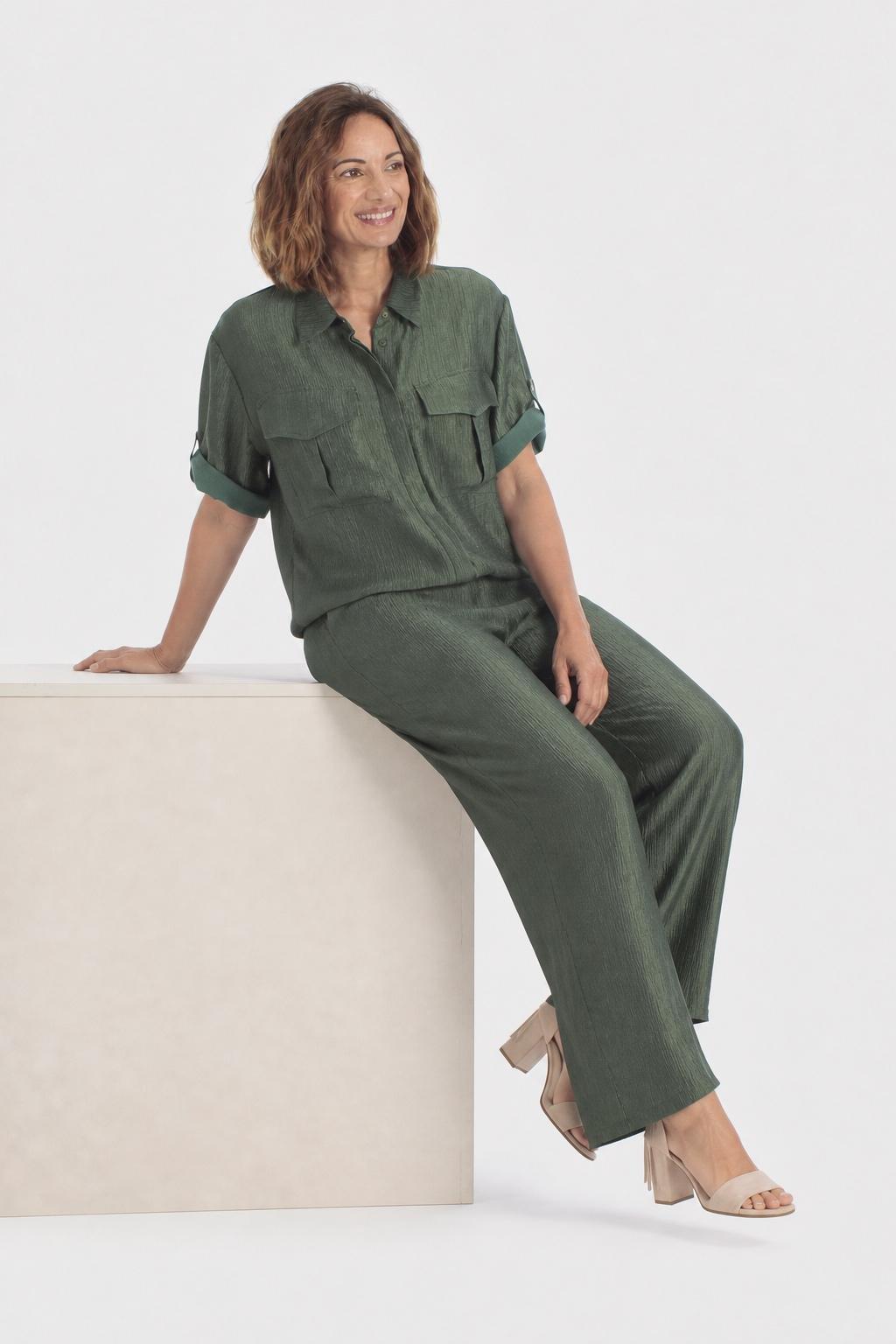 Drawstring Hem Overshirt Green, Green Forest, medium