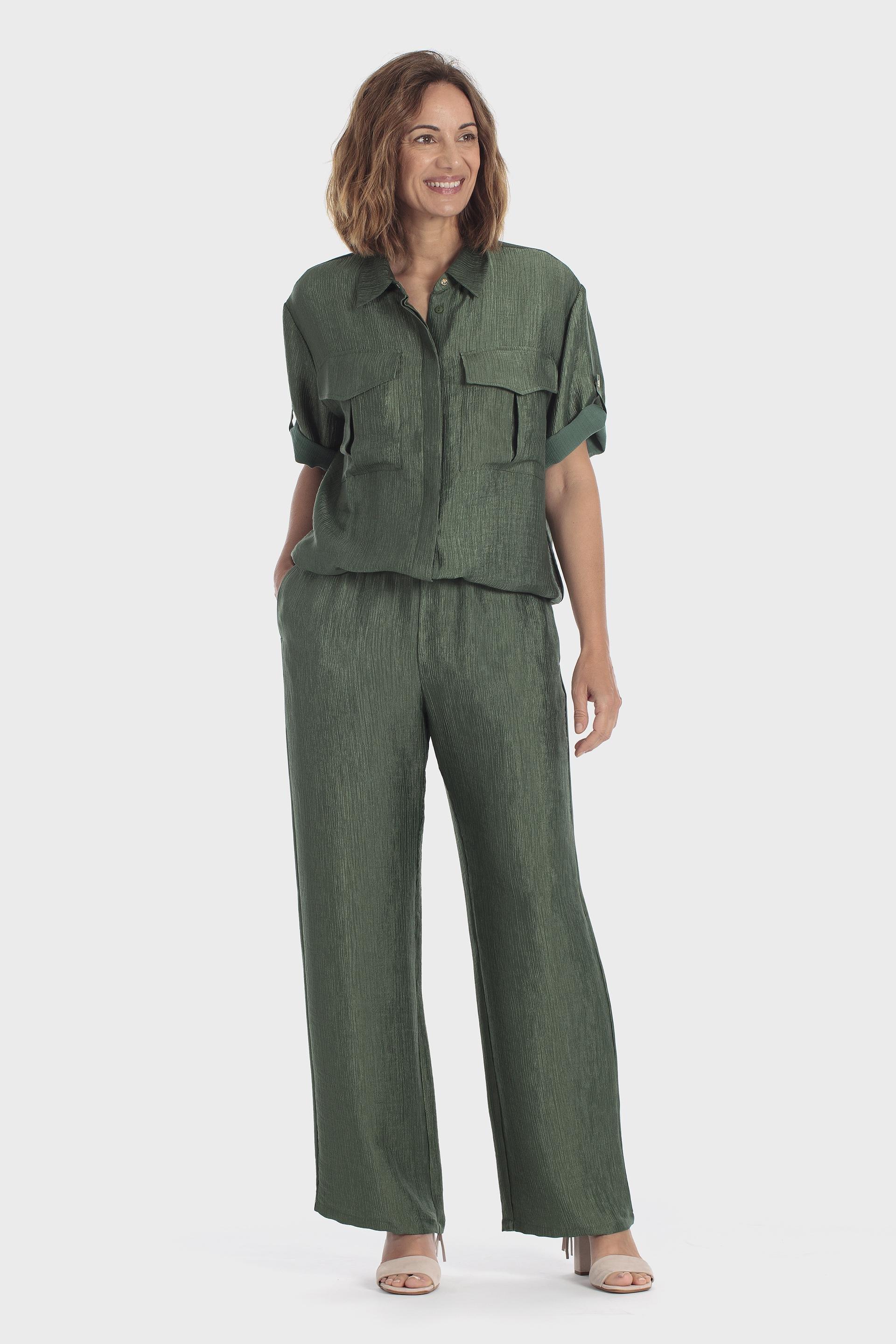 Drawstring Hem Overshirt Green, Green Forest, medium