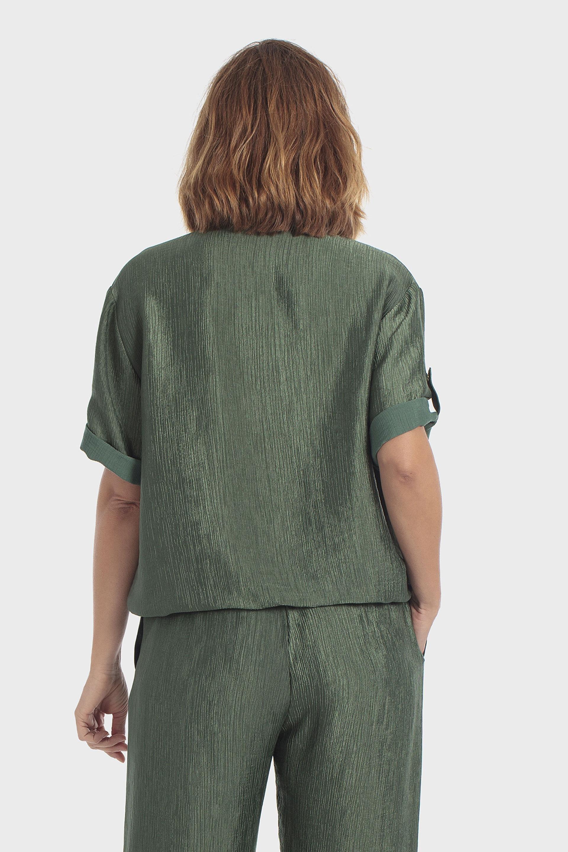 Drawstring Hem Overshirt Green, Green Forest, medium