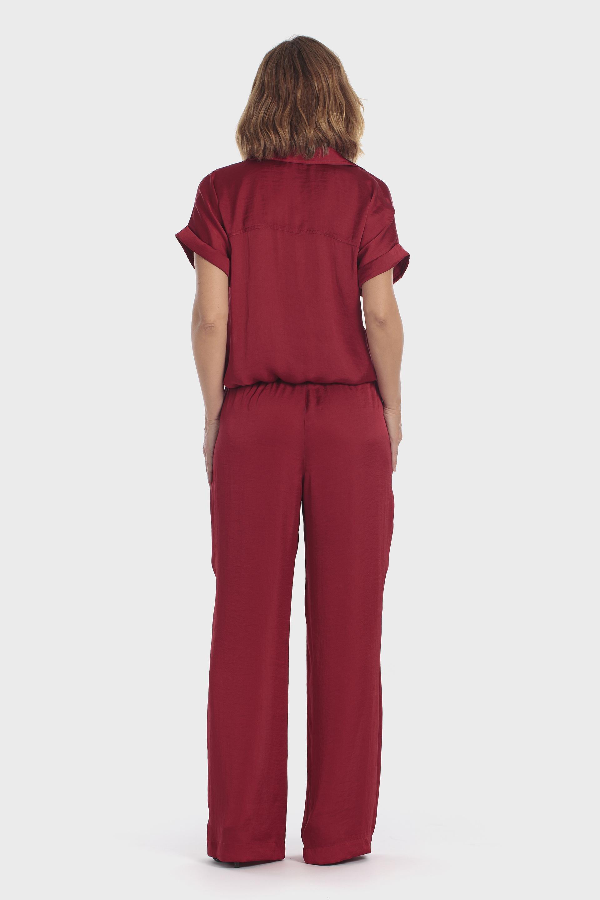 Drawstring Hem Overshirt Red, Red Druby, large image number 4
