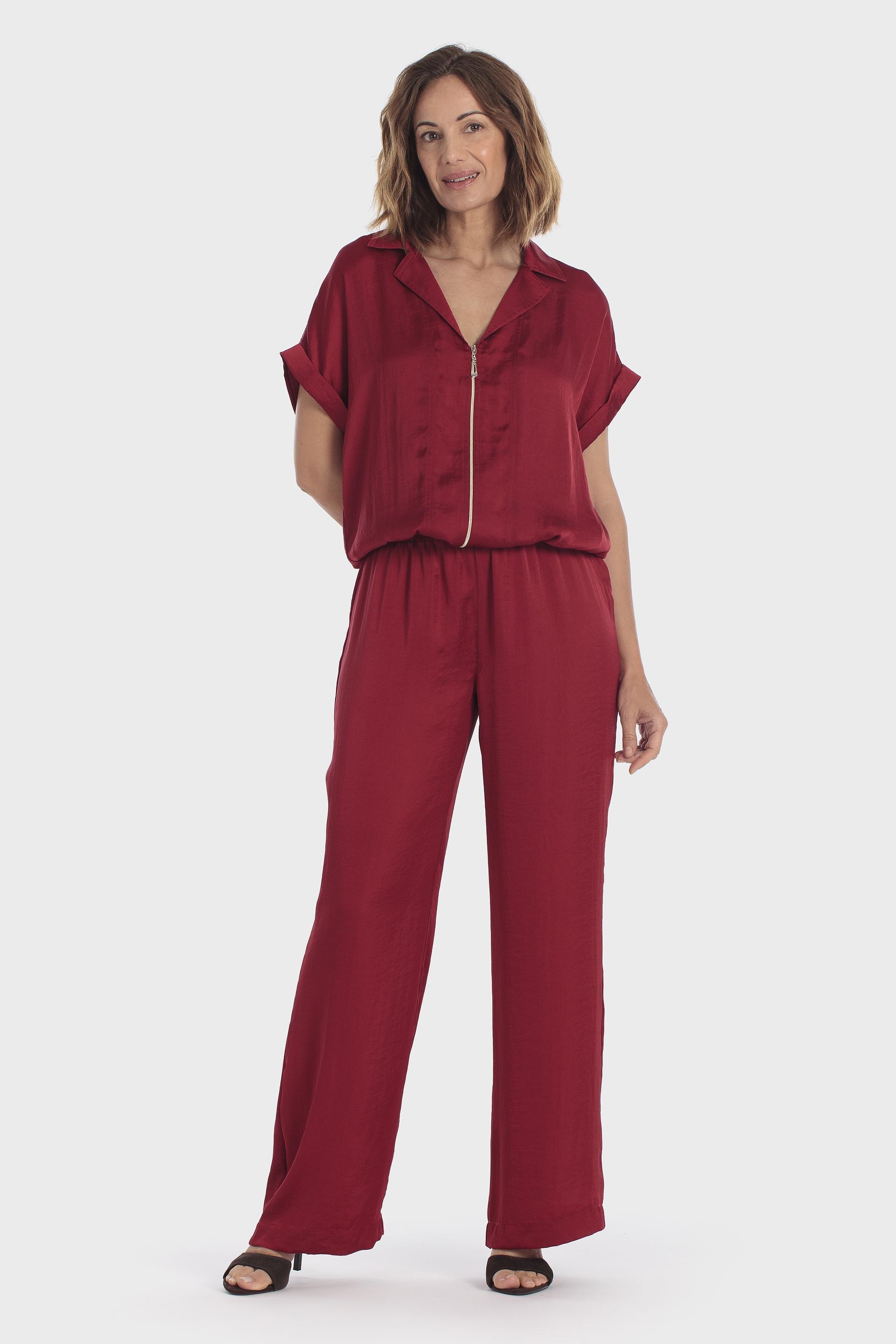 Drawstring Hem Overshirt Red, Red Druby, large image number 5