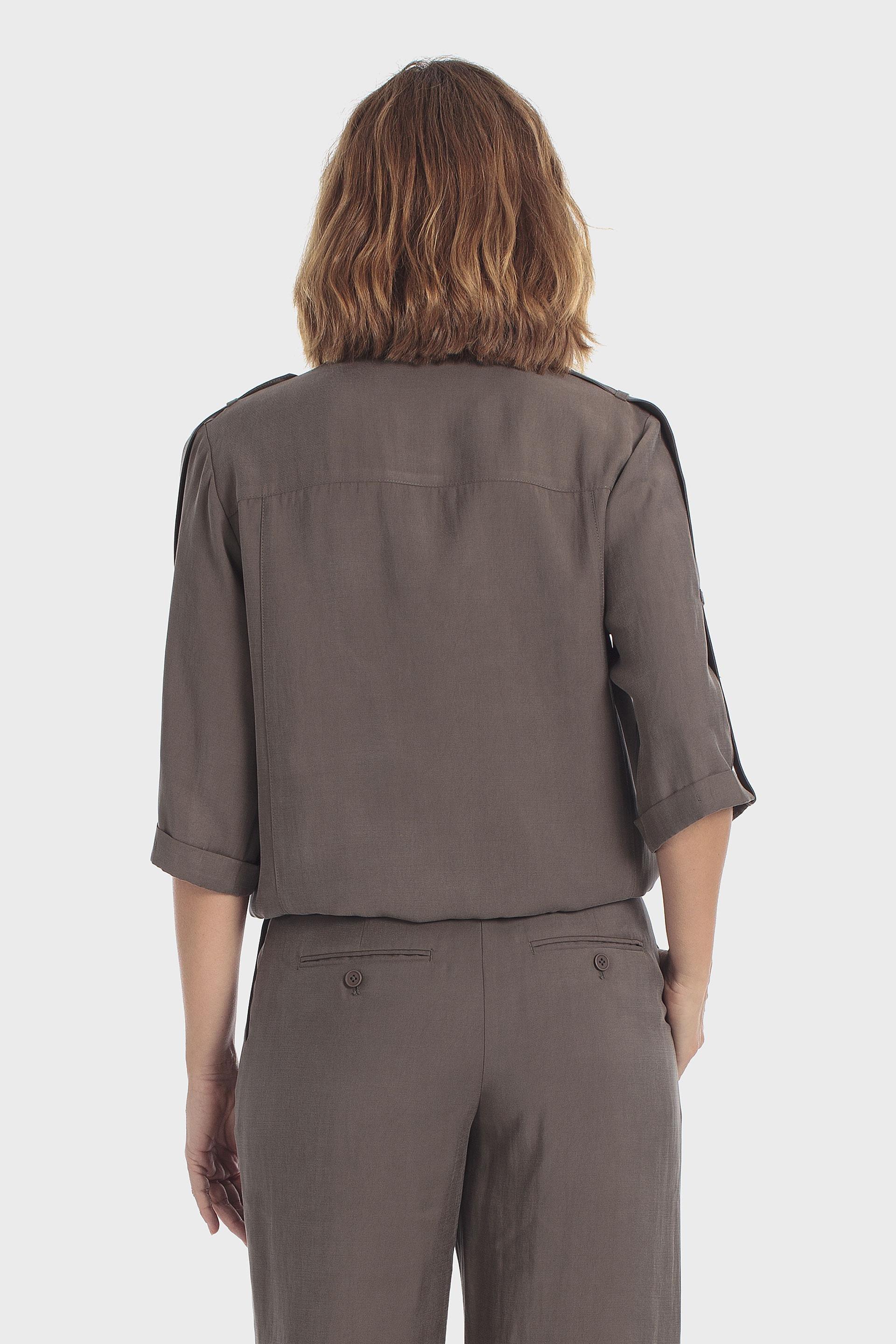 قميص علوي كاكي بأكمام 3/4 قابلة للطي, Green Khaki, medium