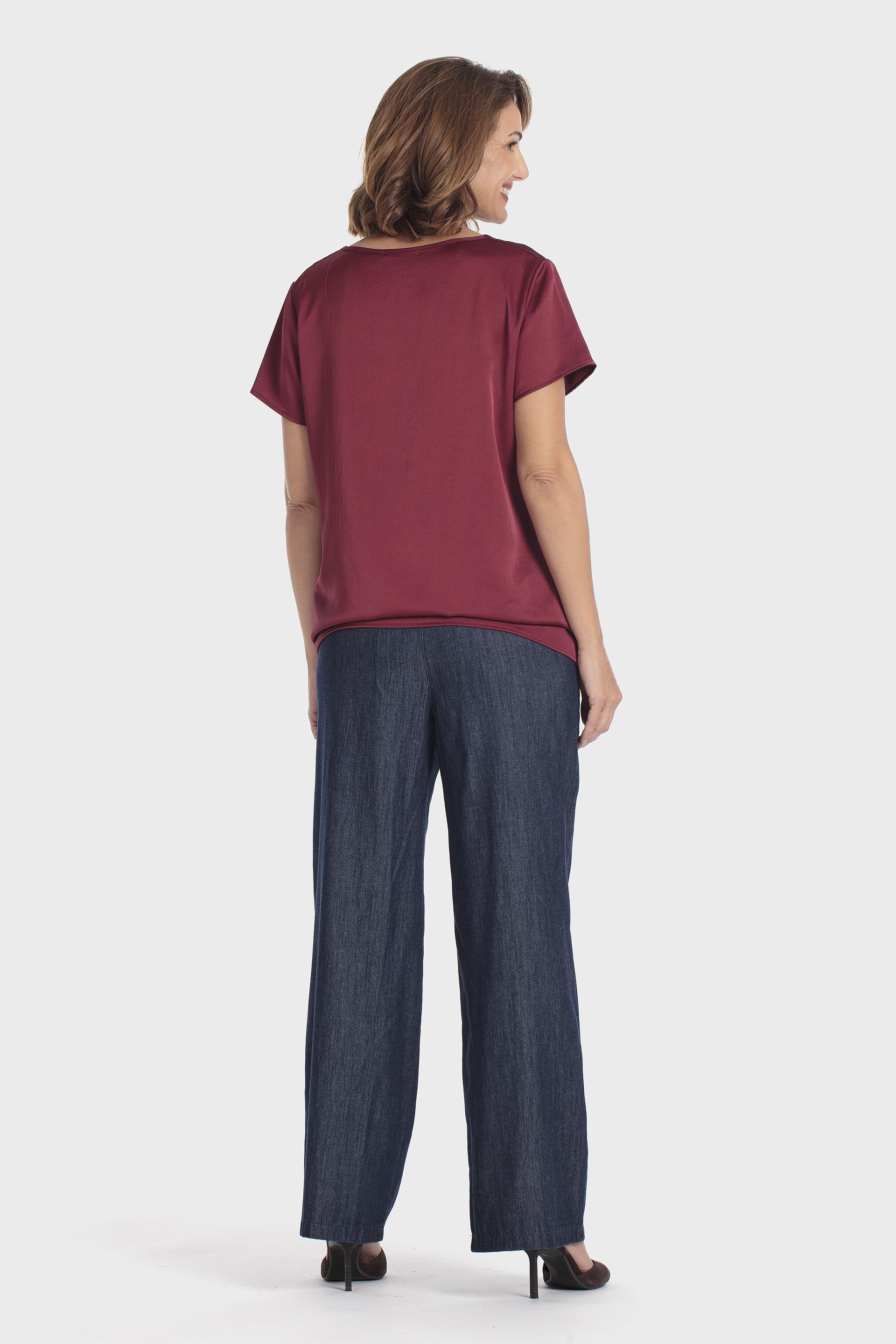 Satin Round Neck Top Red, Red Dark, large image number 3