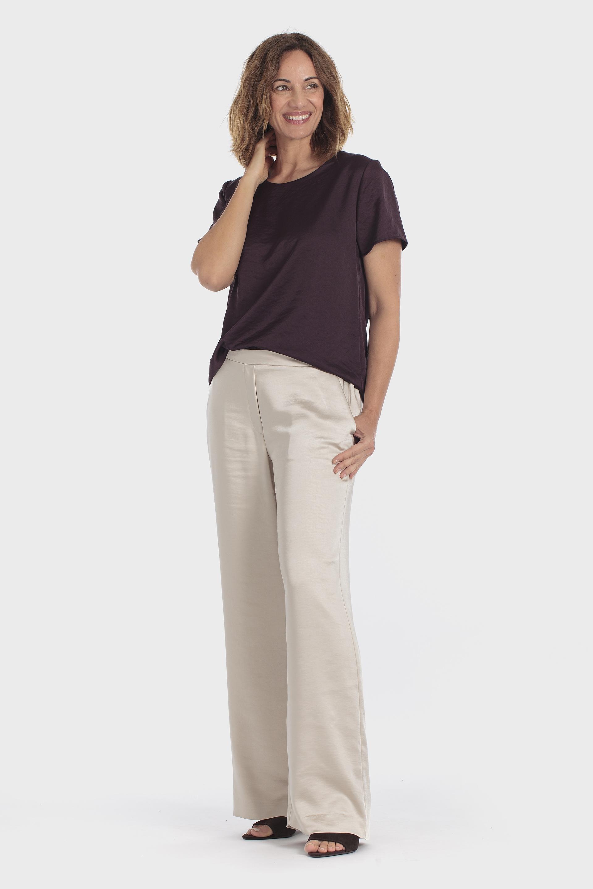 Satin Round Neck Top Brown, Purple Mulberry, large image number 1