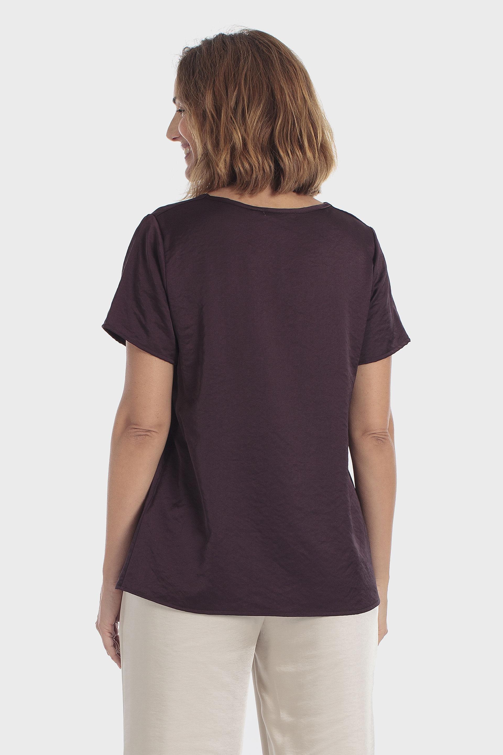 Satin Round Neck Top Brown, Purple Mulberry, large image number 2