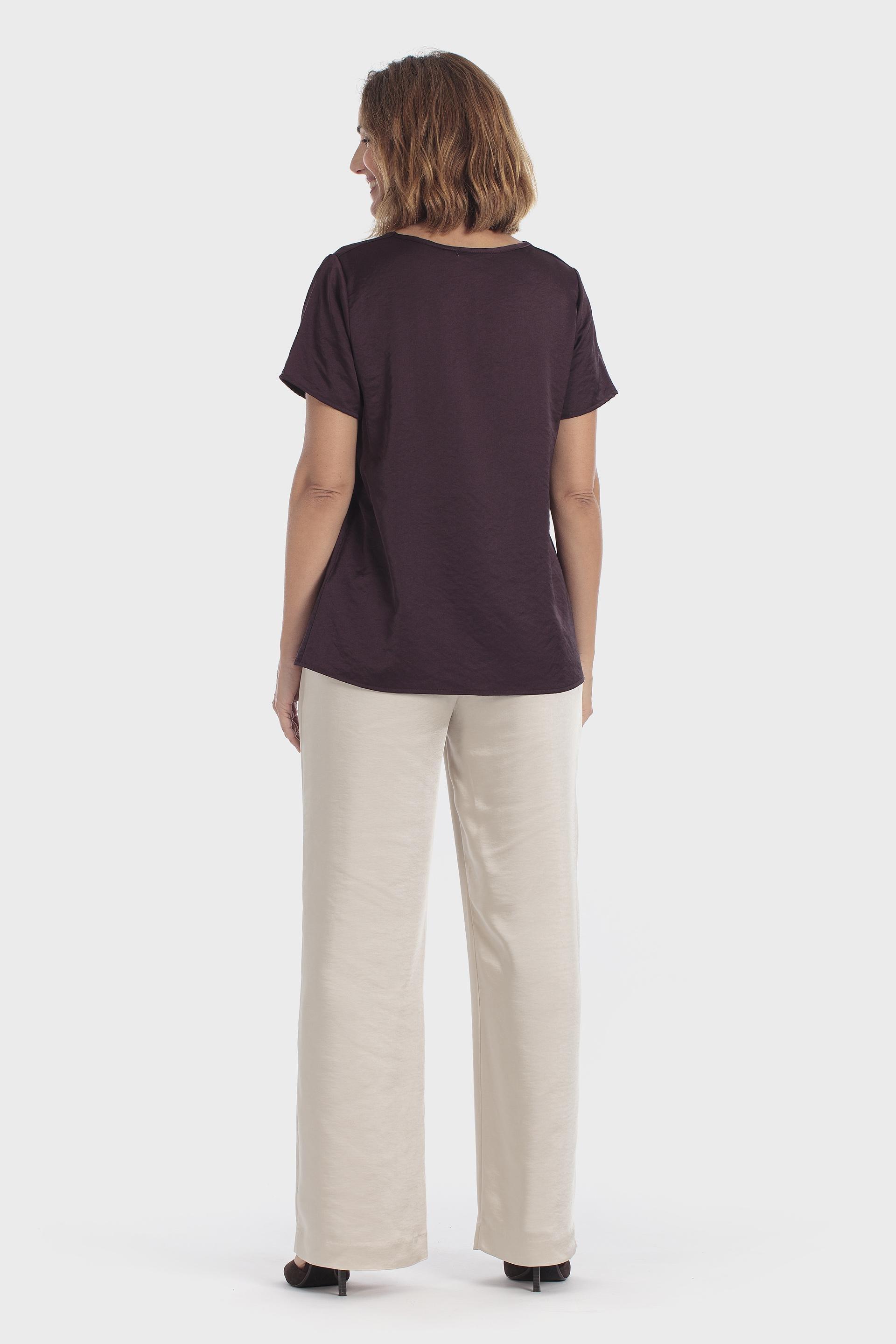 Satin Round Neck Top Brown, Purple Mulberry, large image number 3