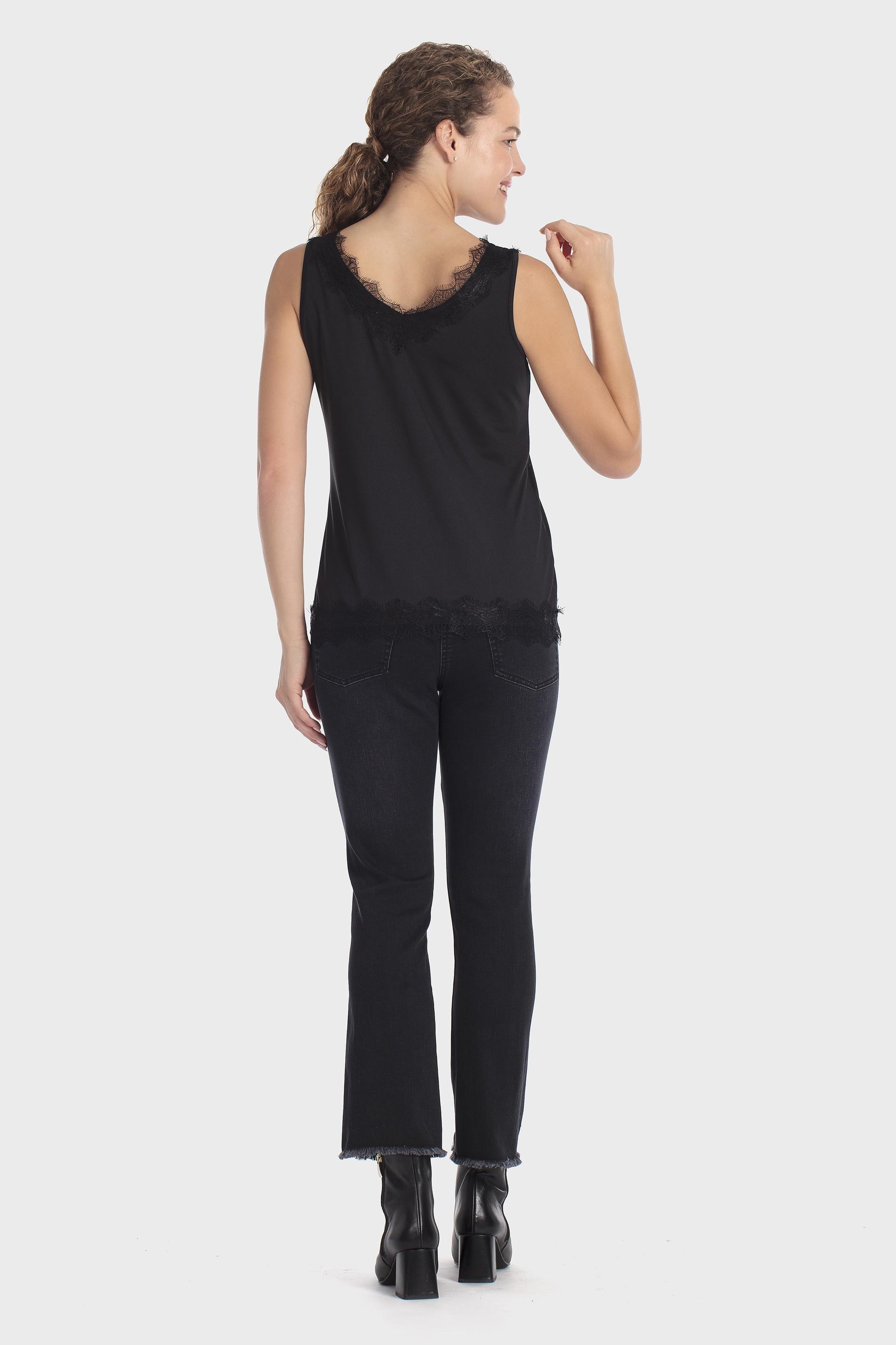 V Neck Top Black, Black, large image number 3