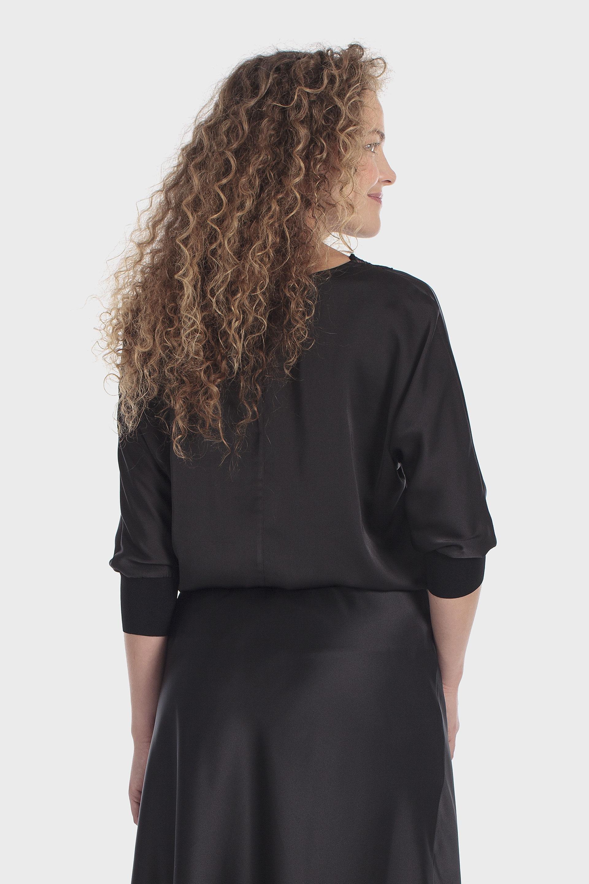 V Neck Top Black, Black, medium