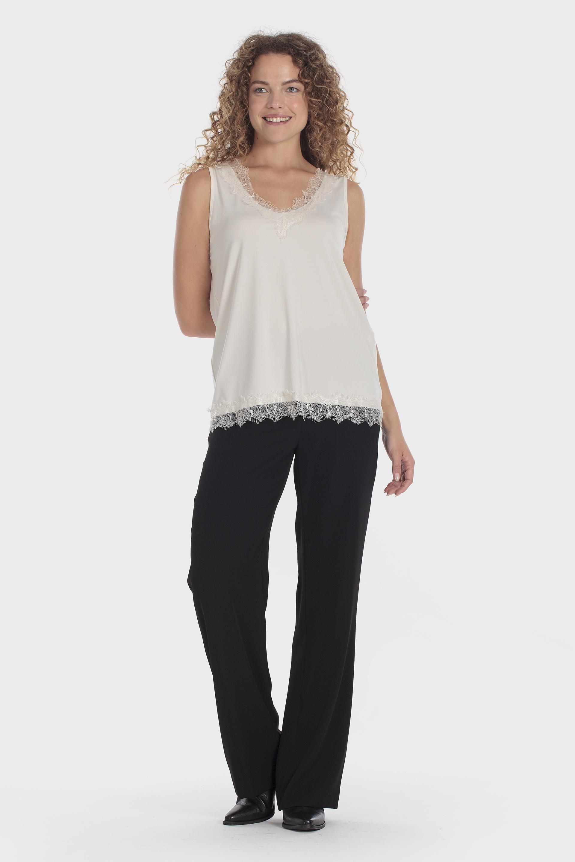 Round Neck Top Cream, White Off White, large image number 1