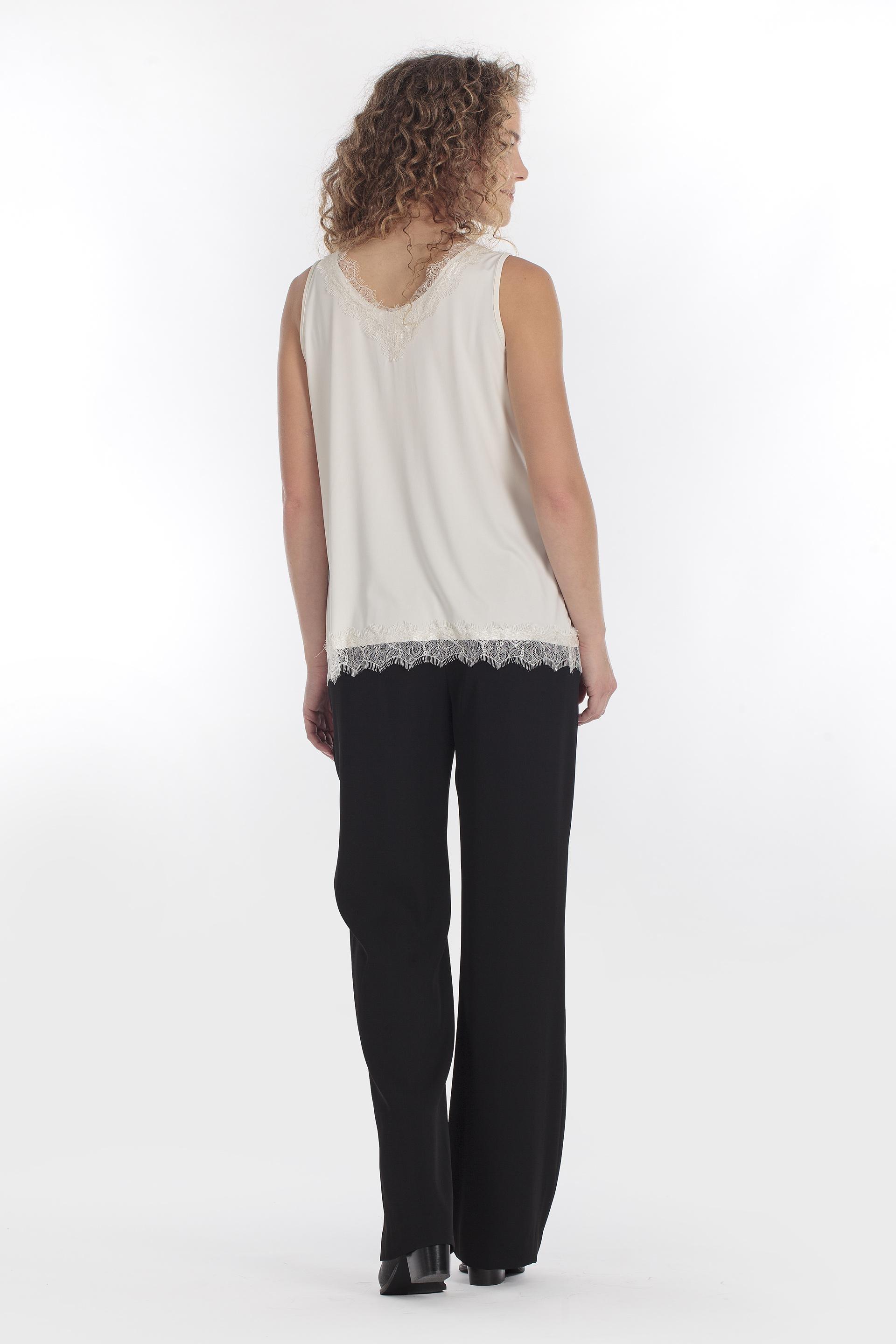 Round Neck Top Cream, White Off White, large image number 3