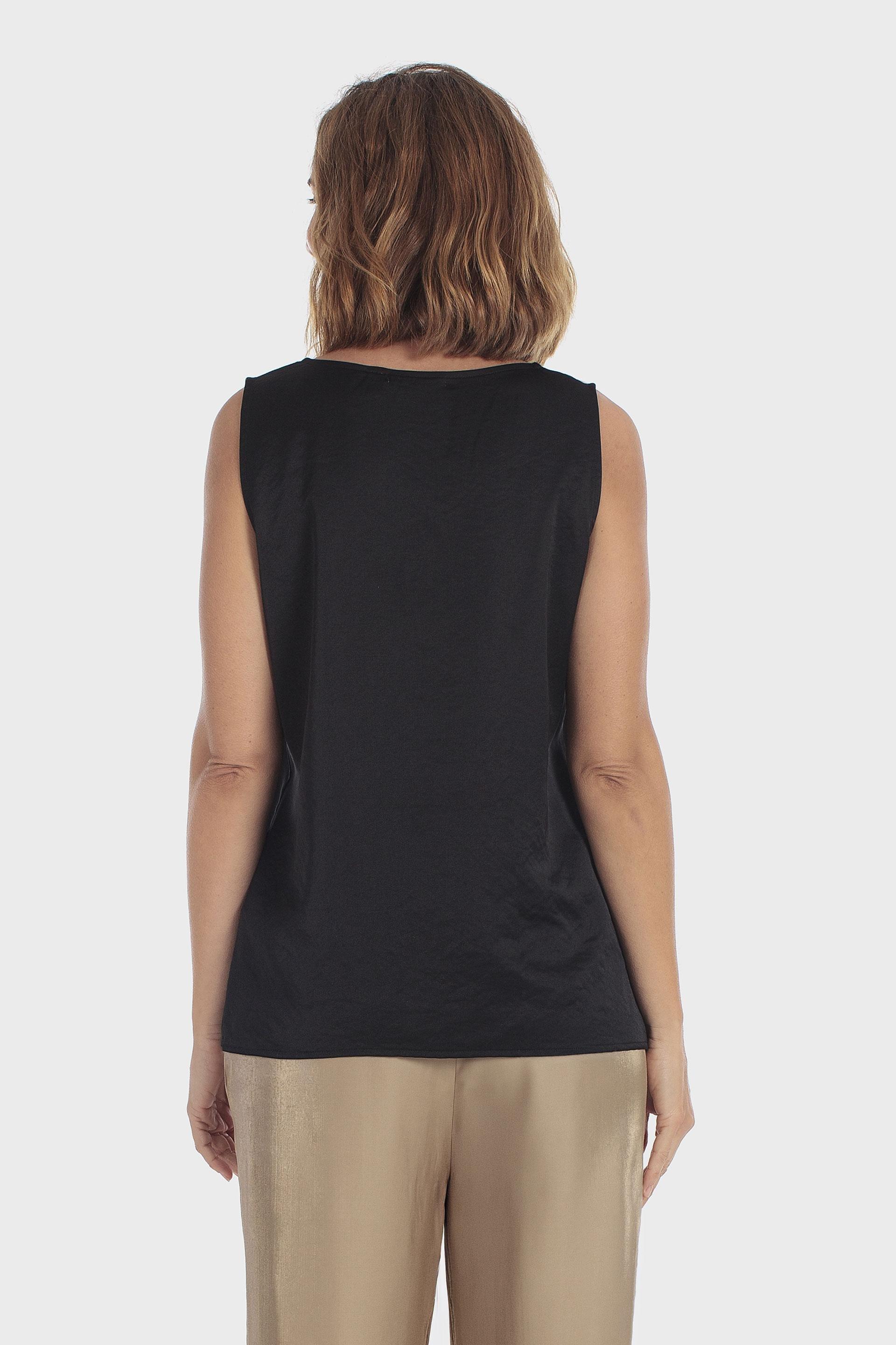 Sleeveless Satin Top Black, Black, medium