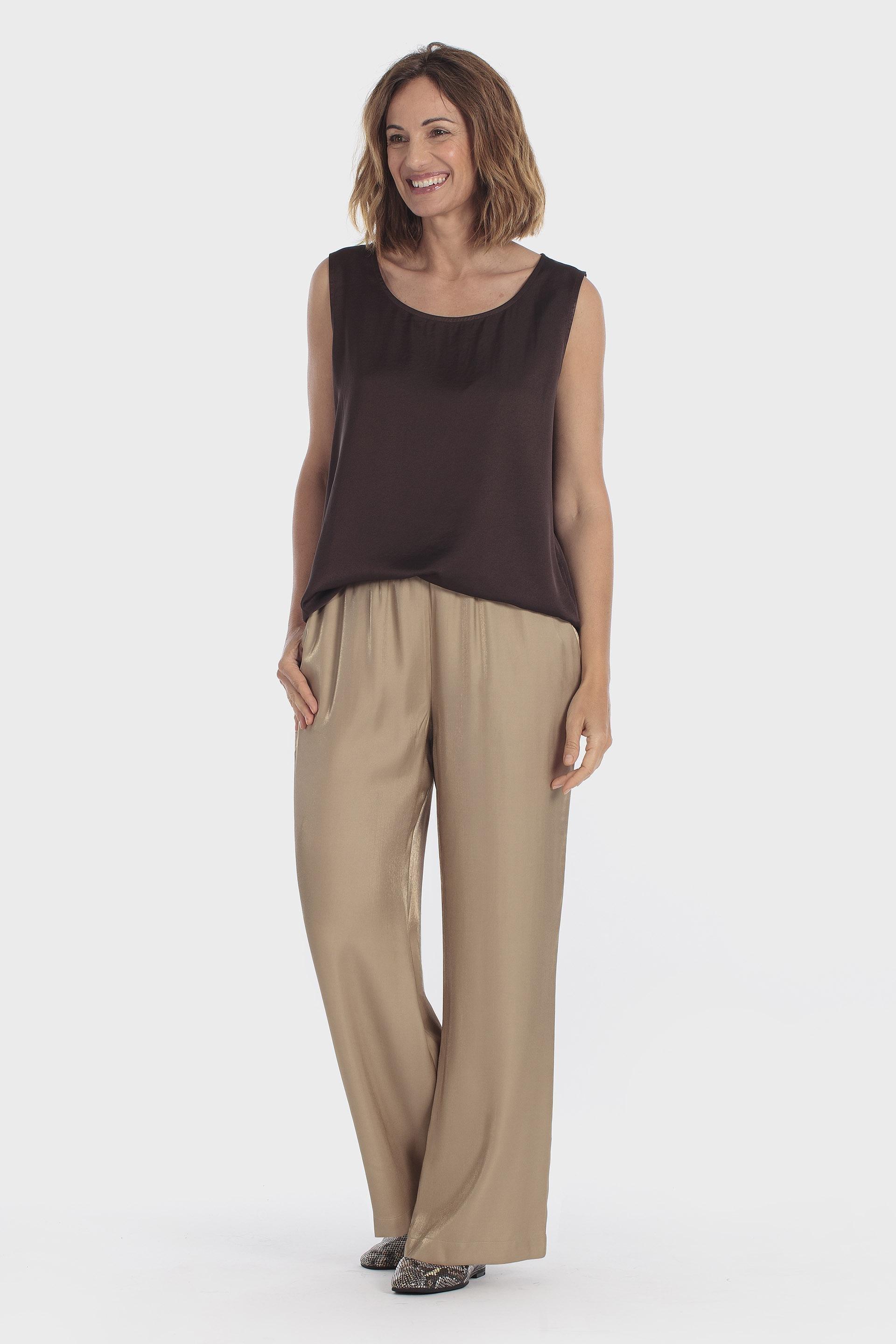 Sleeveless Satin Top Brown, Brown Chocolate, medium