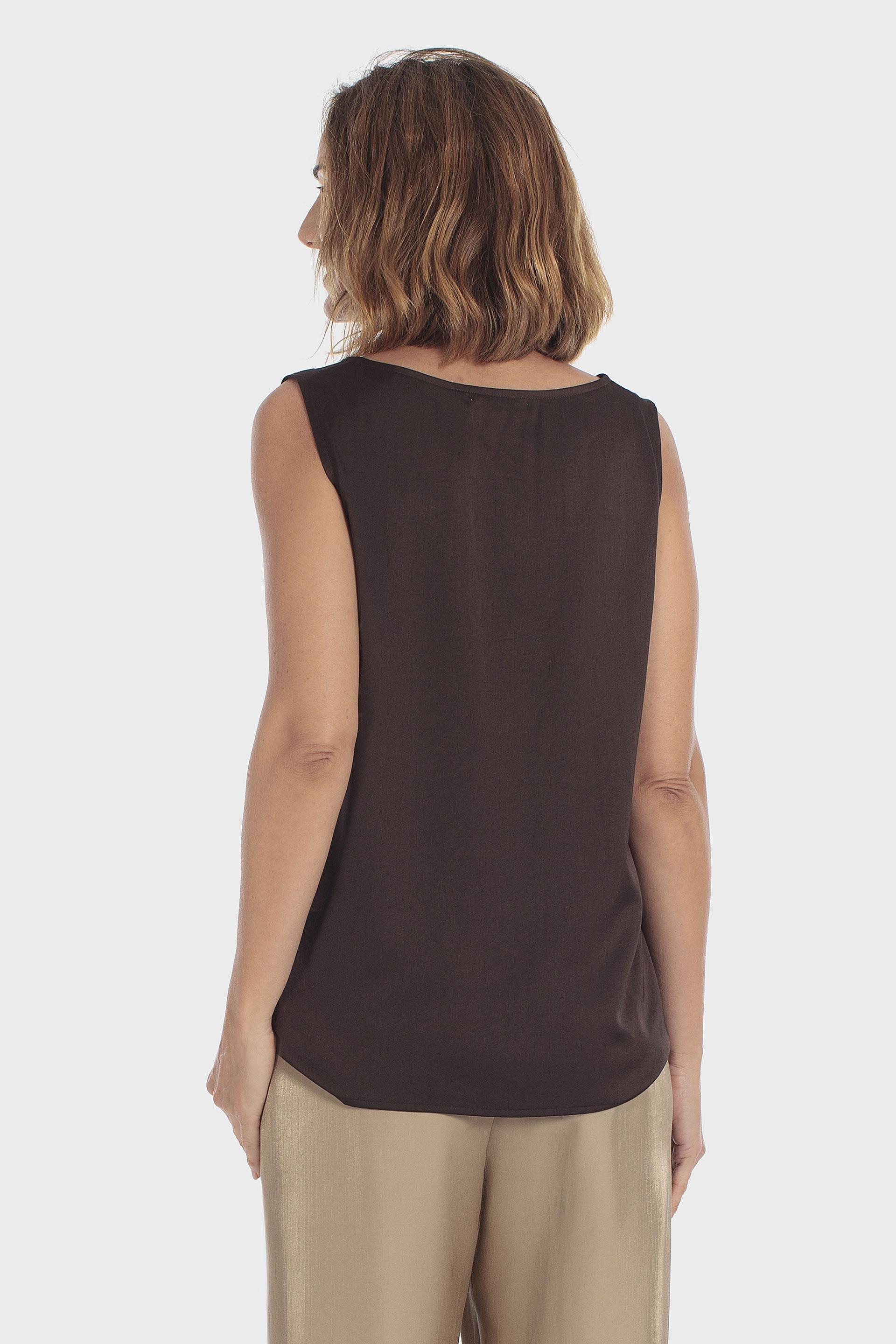 Sleeveless Satin Top Brown, Brown Chocolate, medium