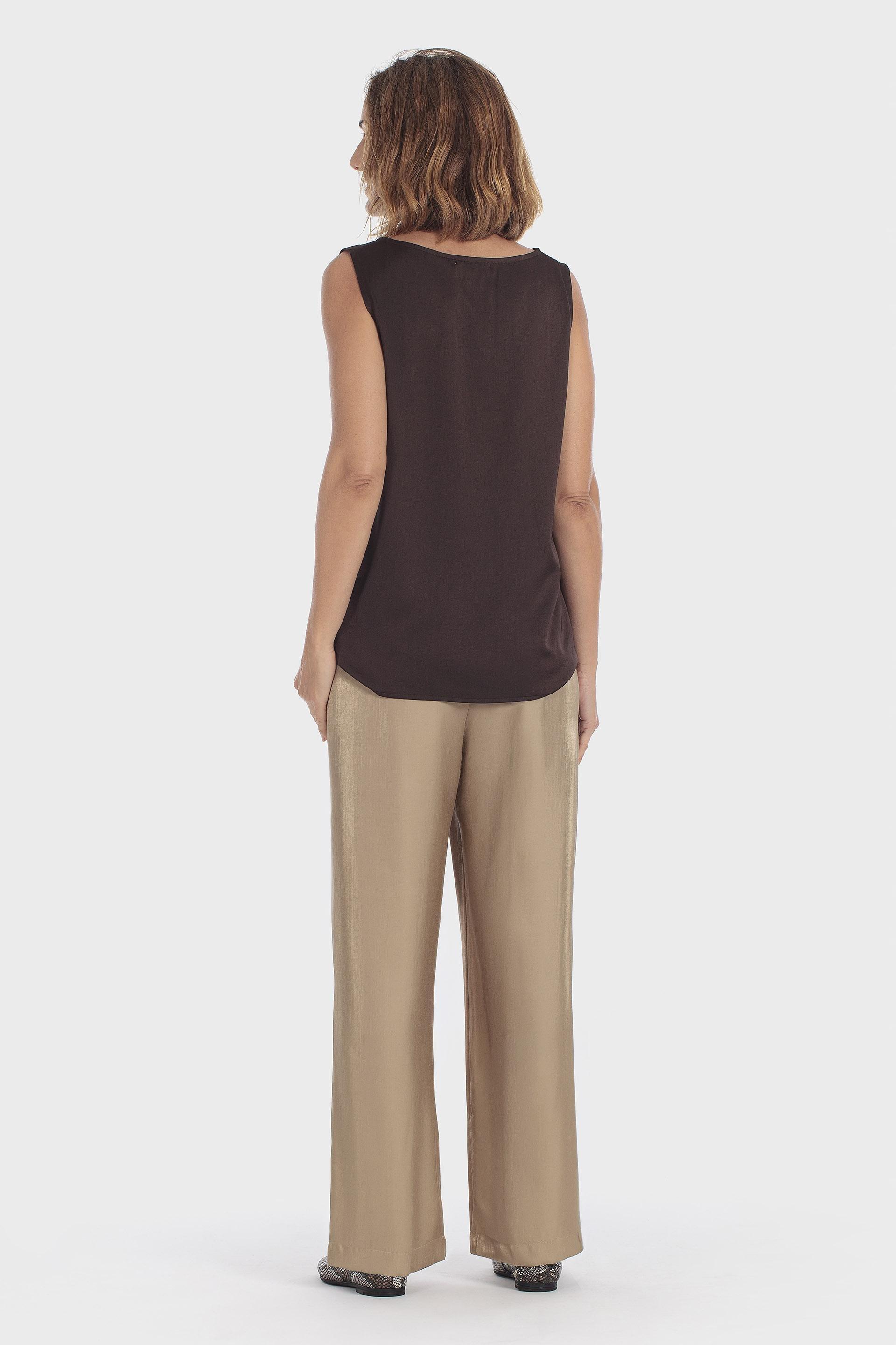 Sleeveless Satin Top Brown, Brown Chocolate, large image number 3