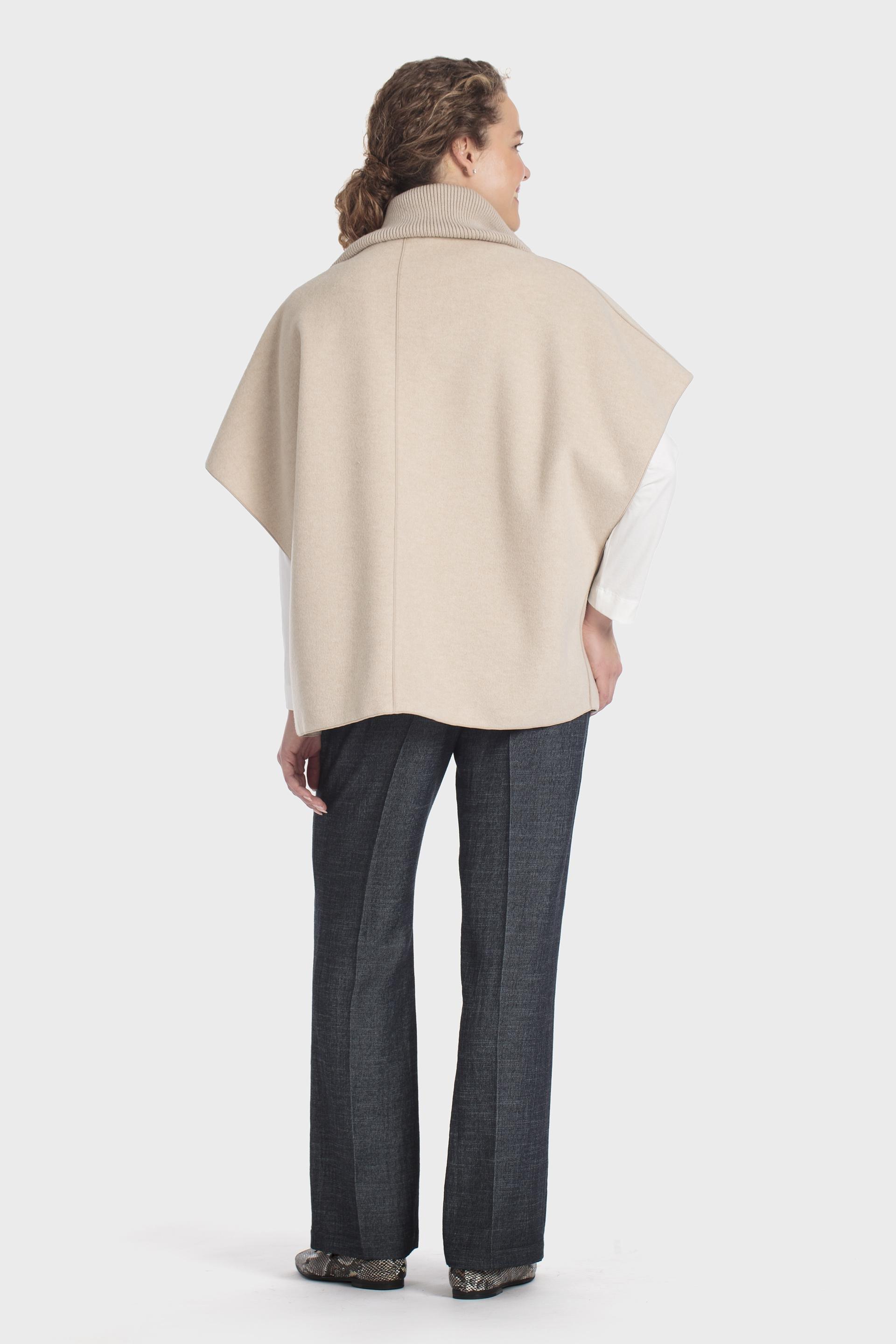 Lapels Collar Cape Beige, Beige, large image number 3