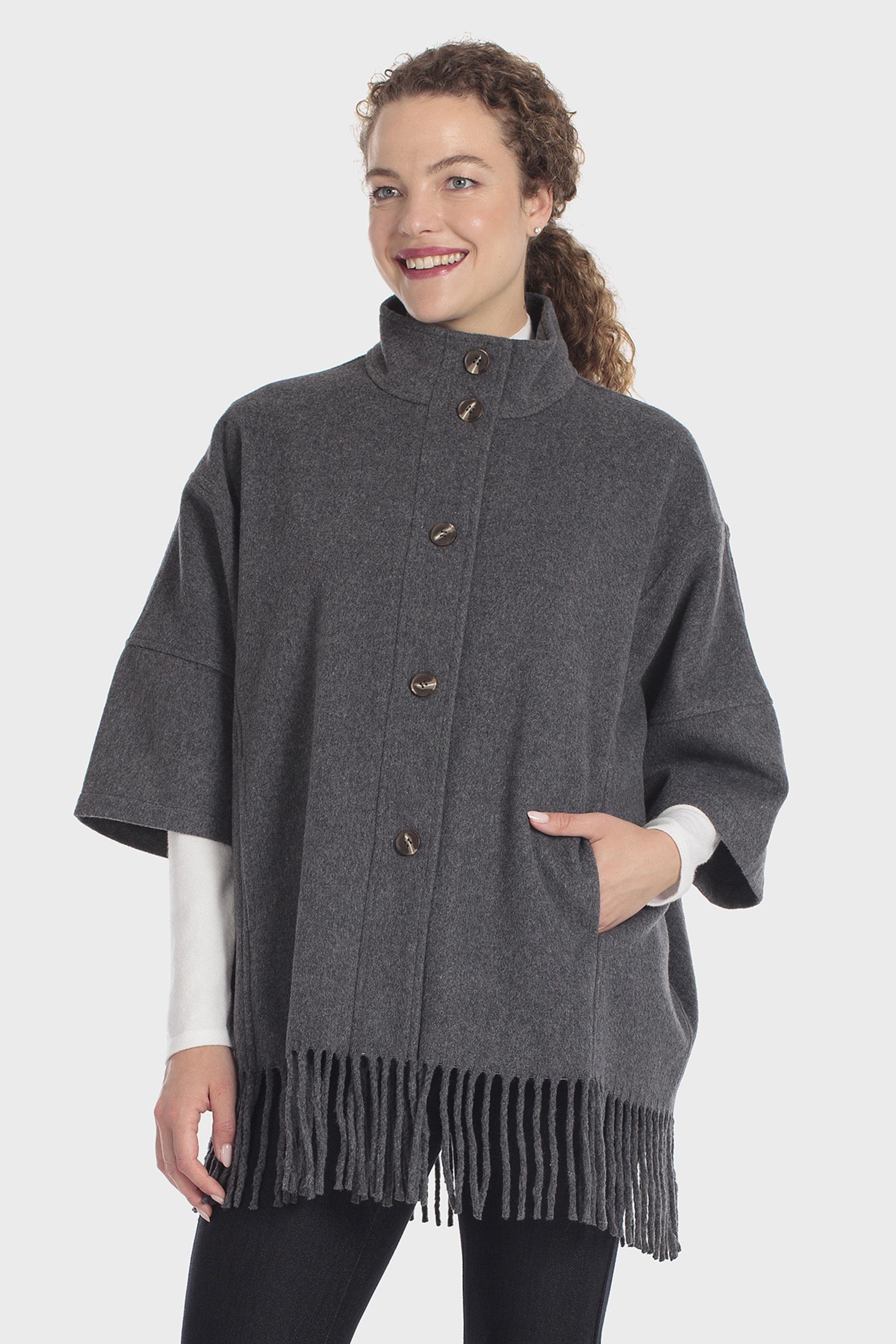 Funnel Neck Cape Grey, Grey Dark, large image number 0