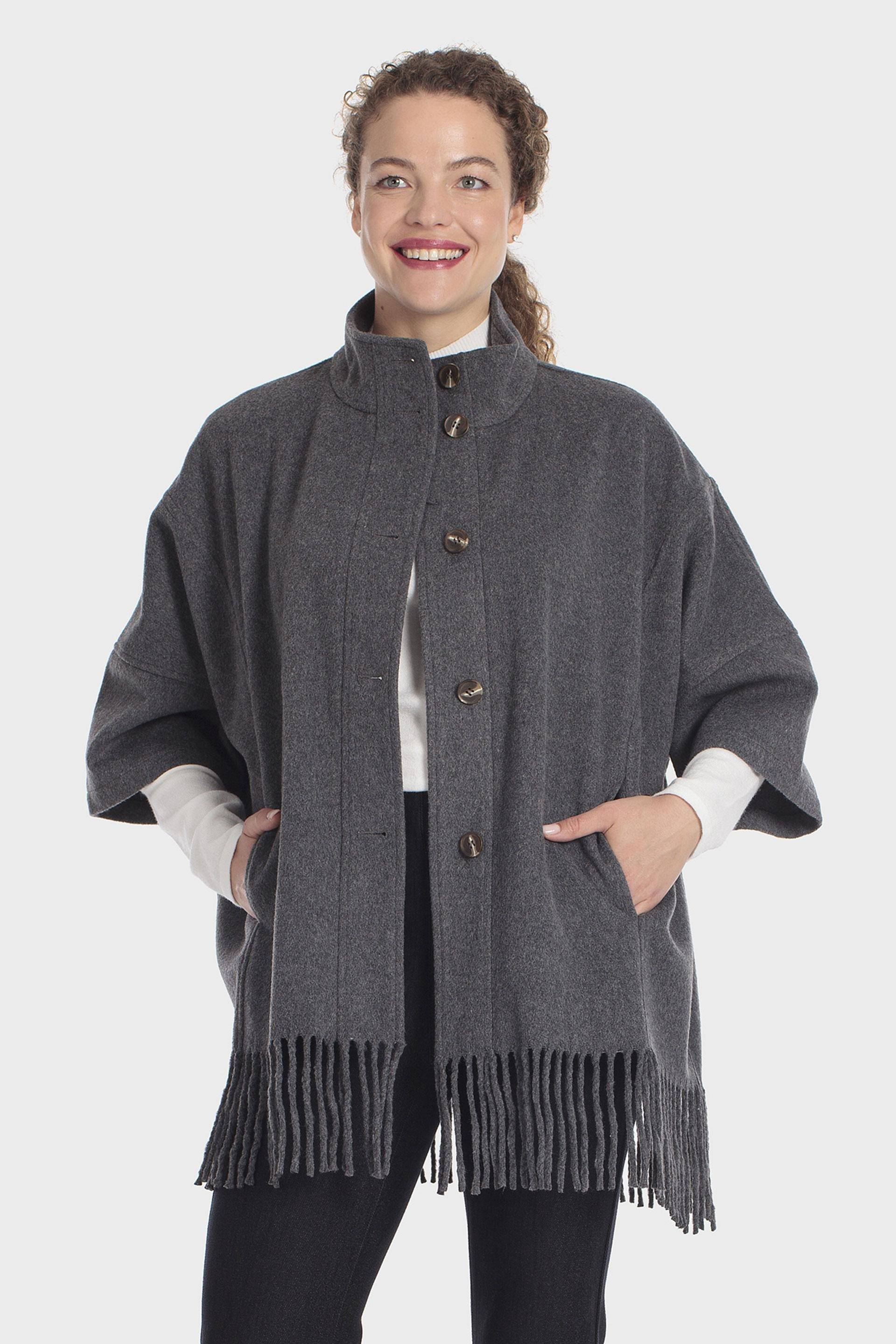 Funnel Neck Cape Grey, Grey Dark, medium