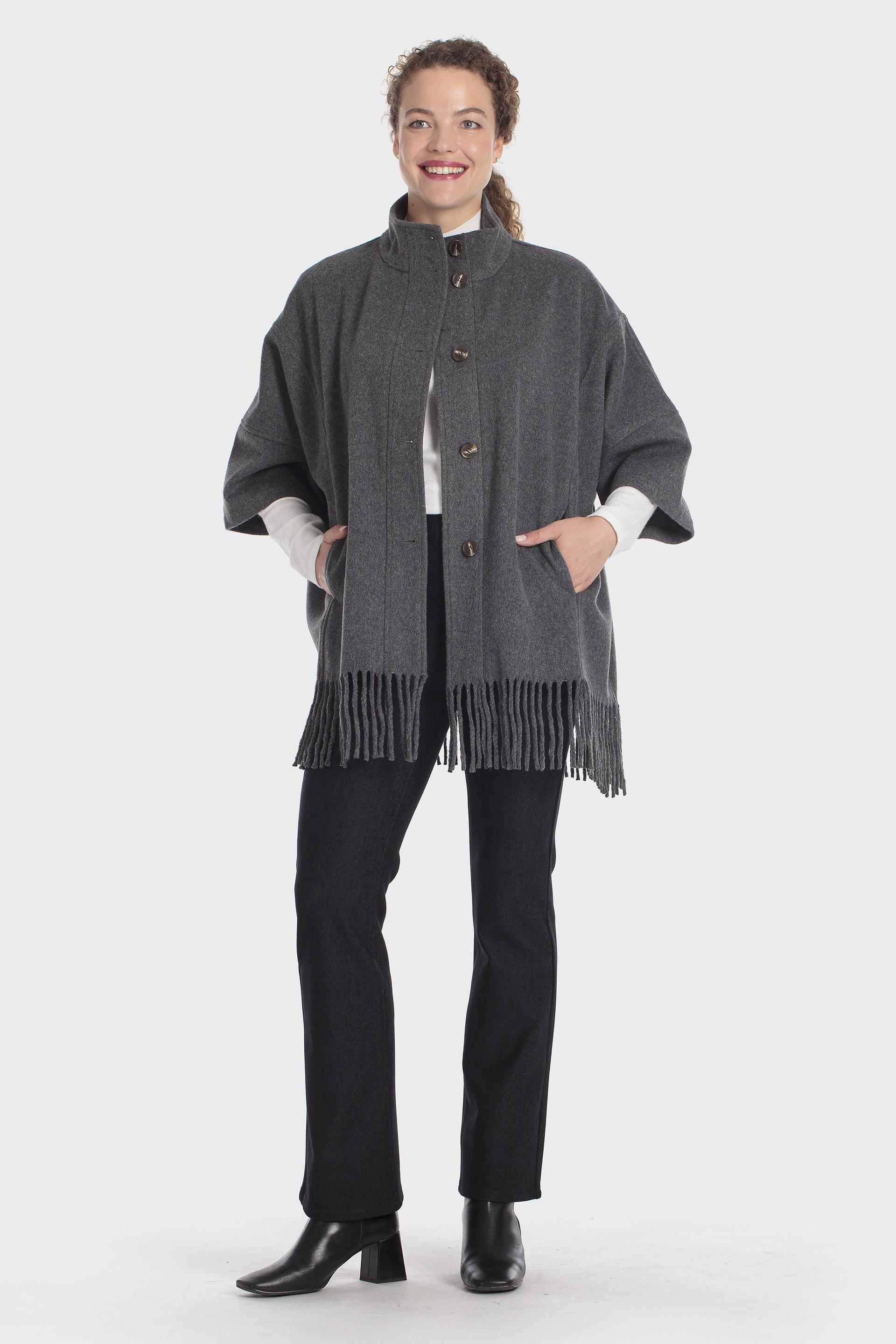 Funnel Neck Cape Grey, Grey Dark, large image number 2