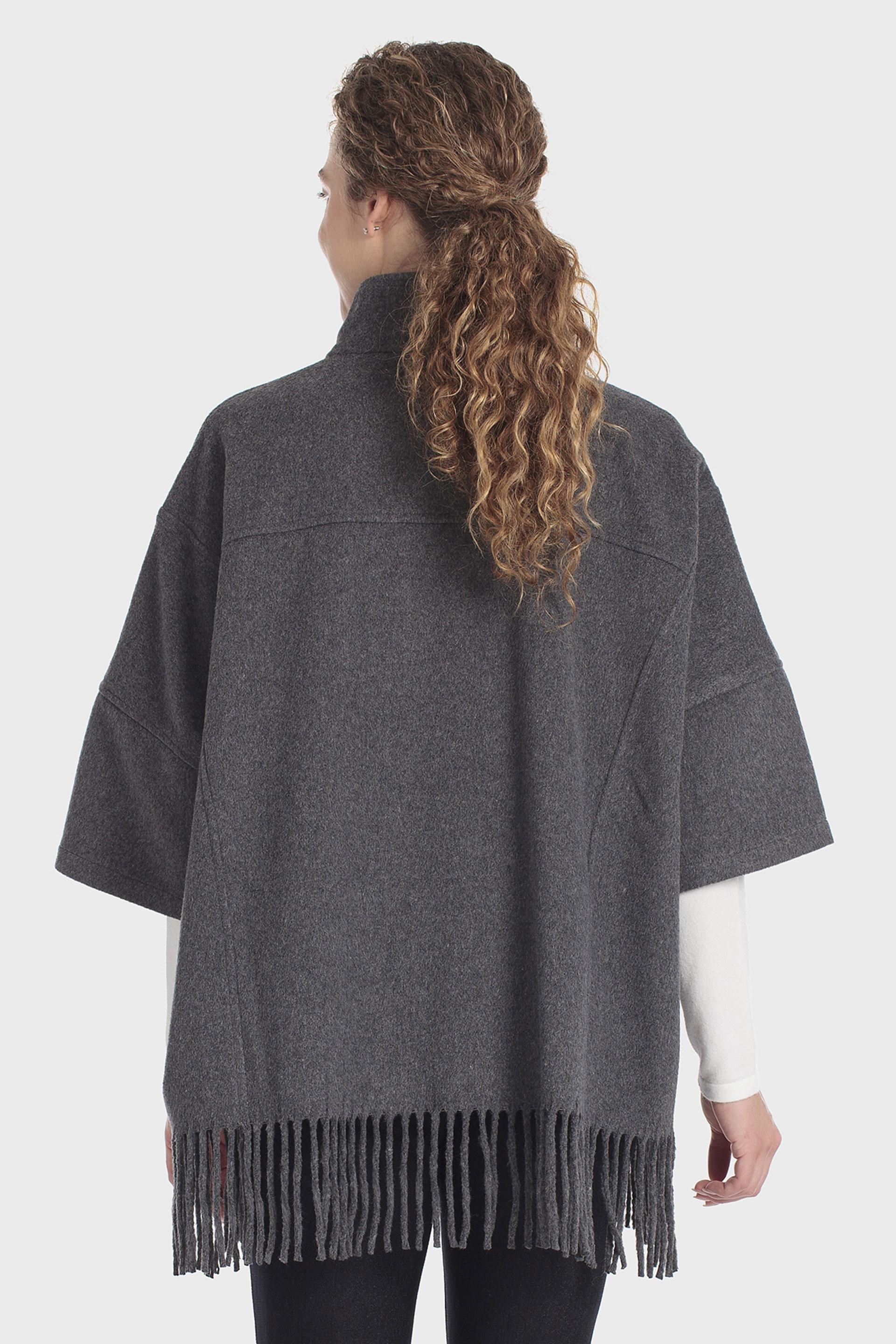 Funnel Neck Cape Grey, Grey Dark, large image number 3