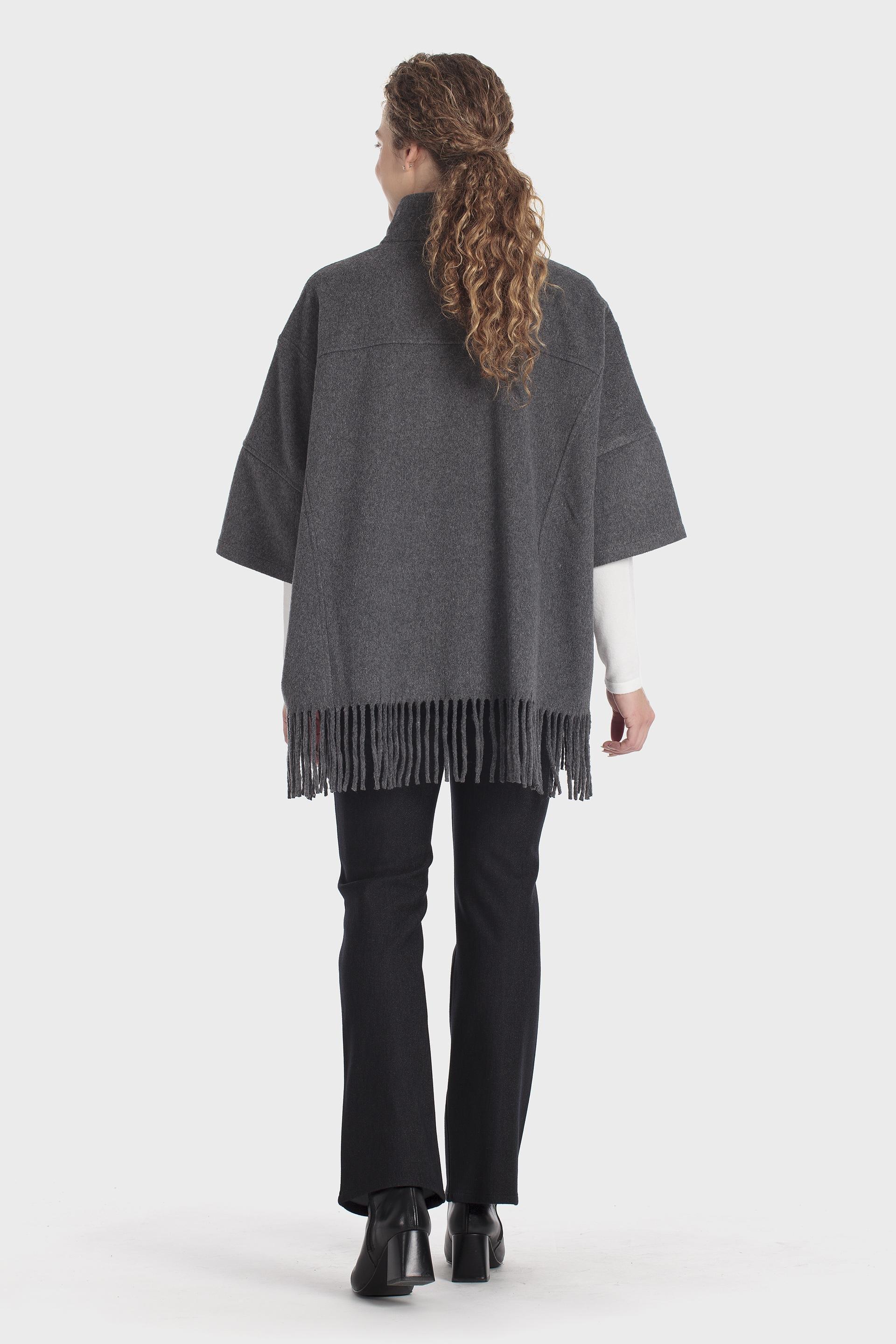 Funnel Neck Cape Grey, Grey Dark, large image number 4