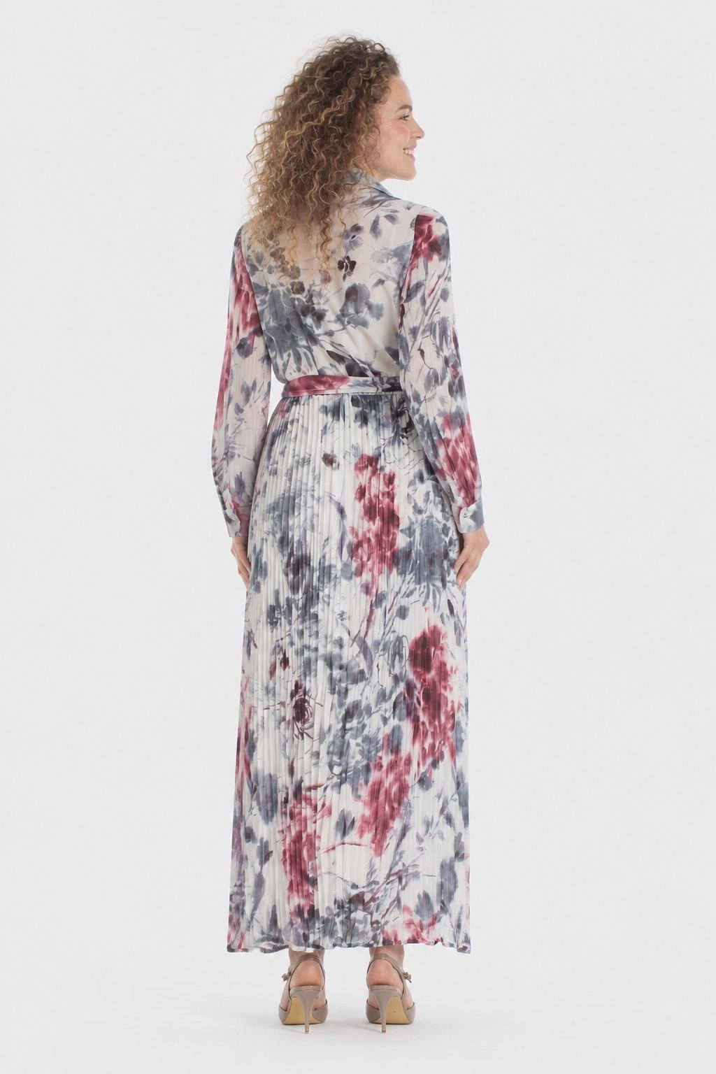 Multicolour Long Printed Dress, Red Druby, medium