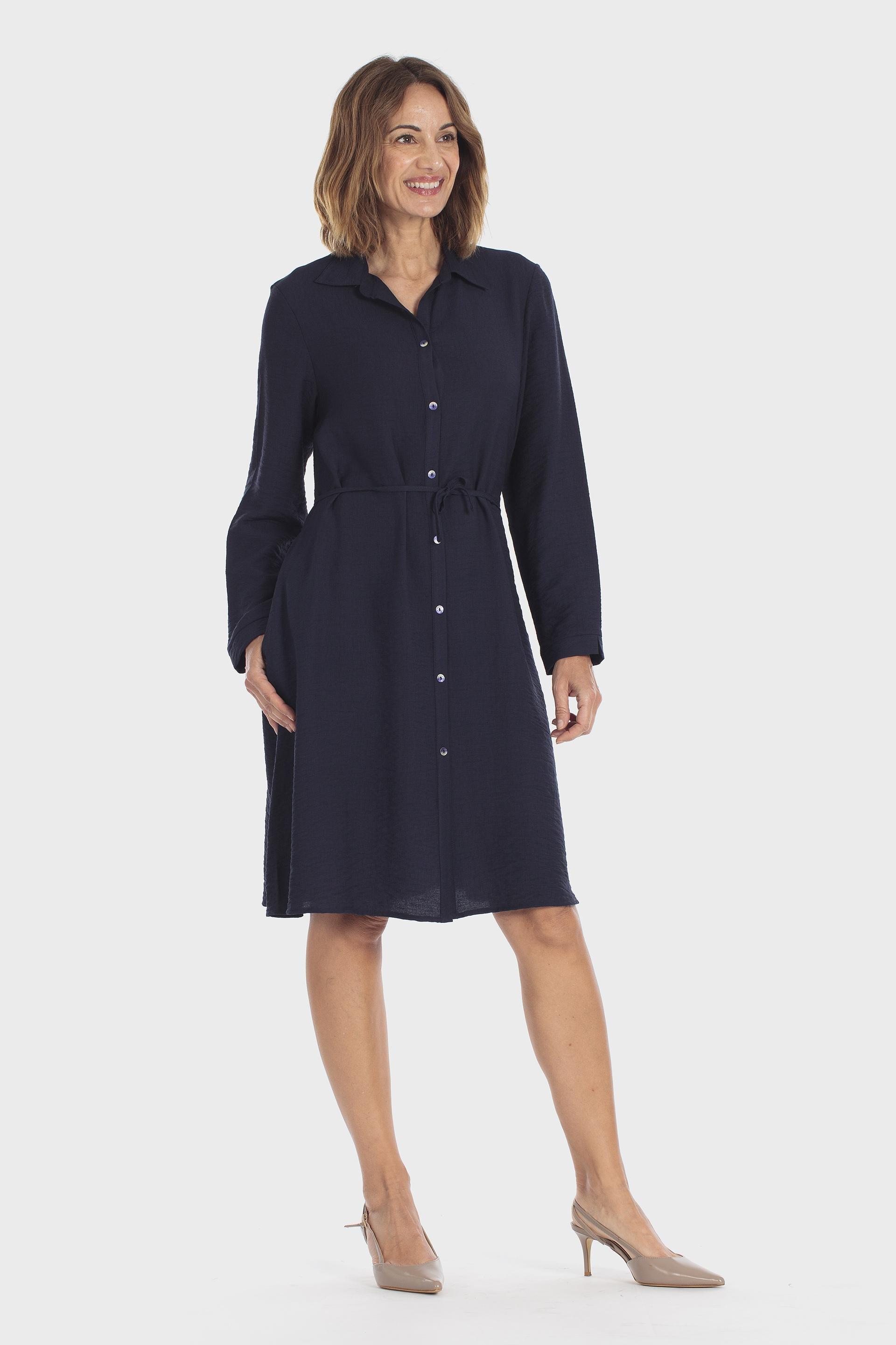 Blue Shirt Dress, Blue Navy, large image number 0