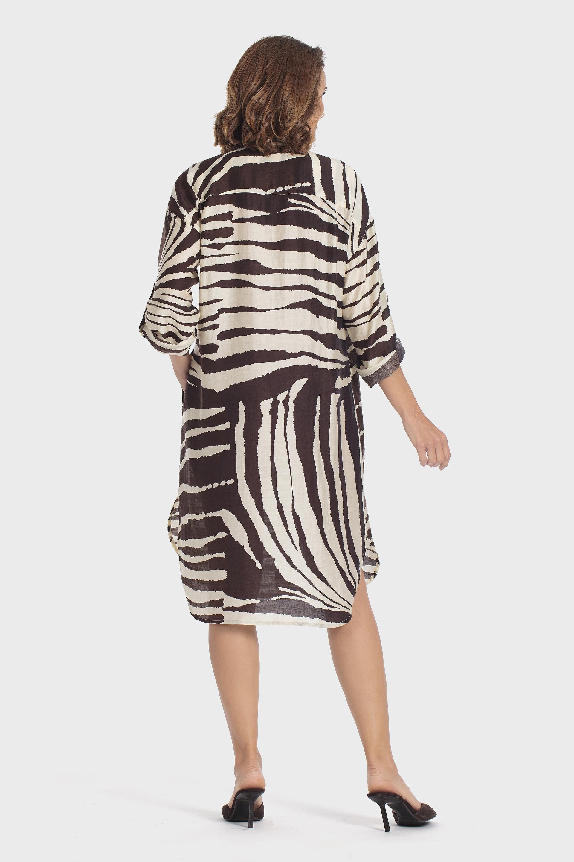 Animal Print Shirt Dress Brown, Brown Coffee, large image number 1