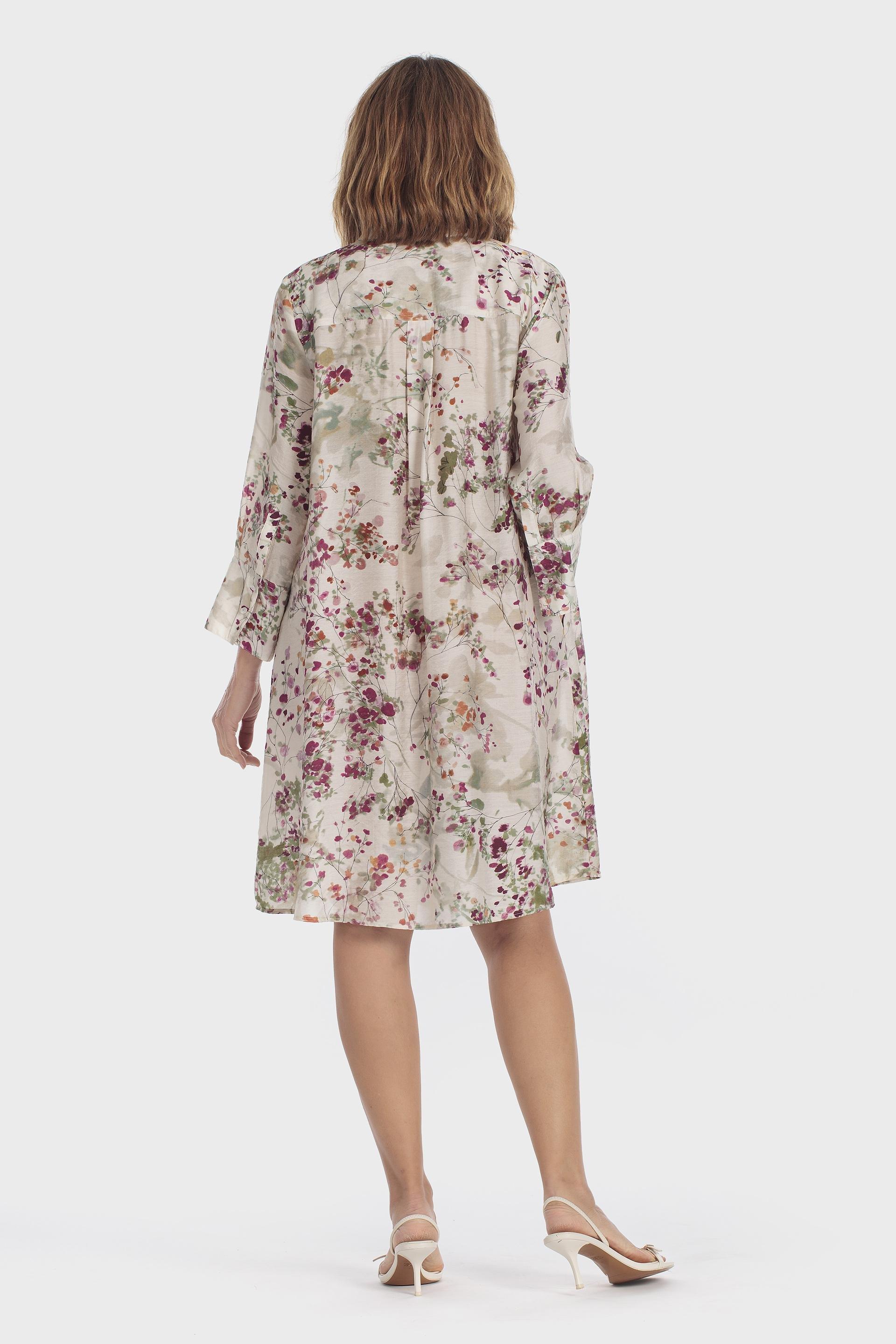 Floral Print Shirt Dress Beige, Beige, large image number 2