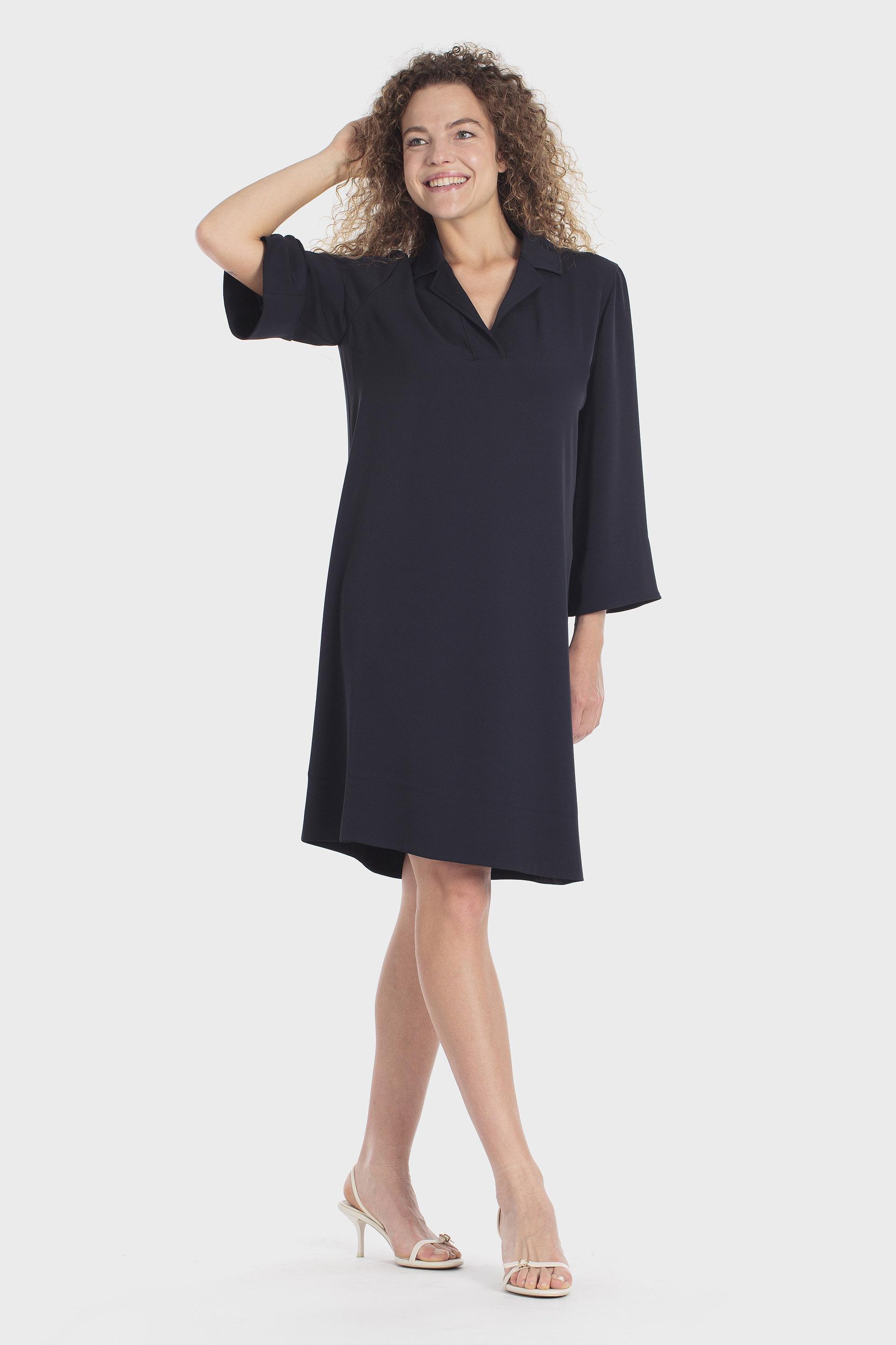 Three Quarter Sleeve Shift Dress Navy, Blue Navy, large image number 0