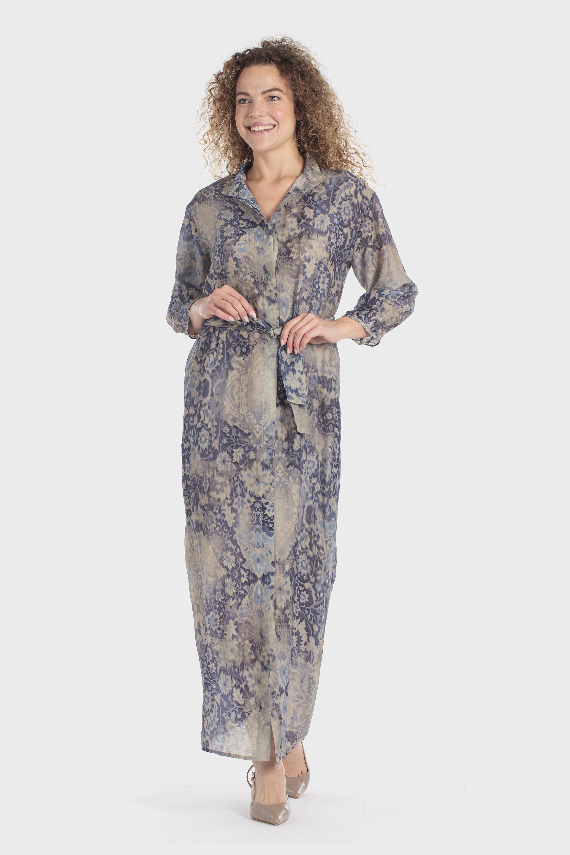 Blue Printed Dress, Blue Cramberry, large image number 0