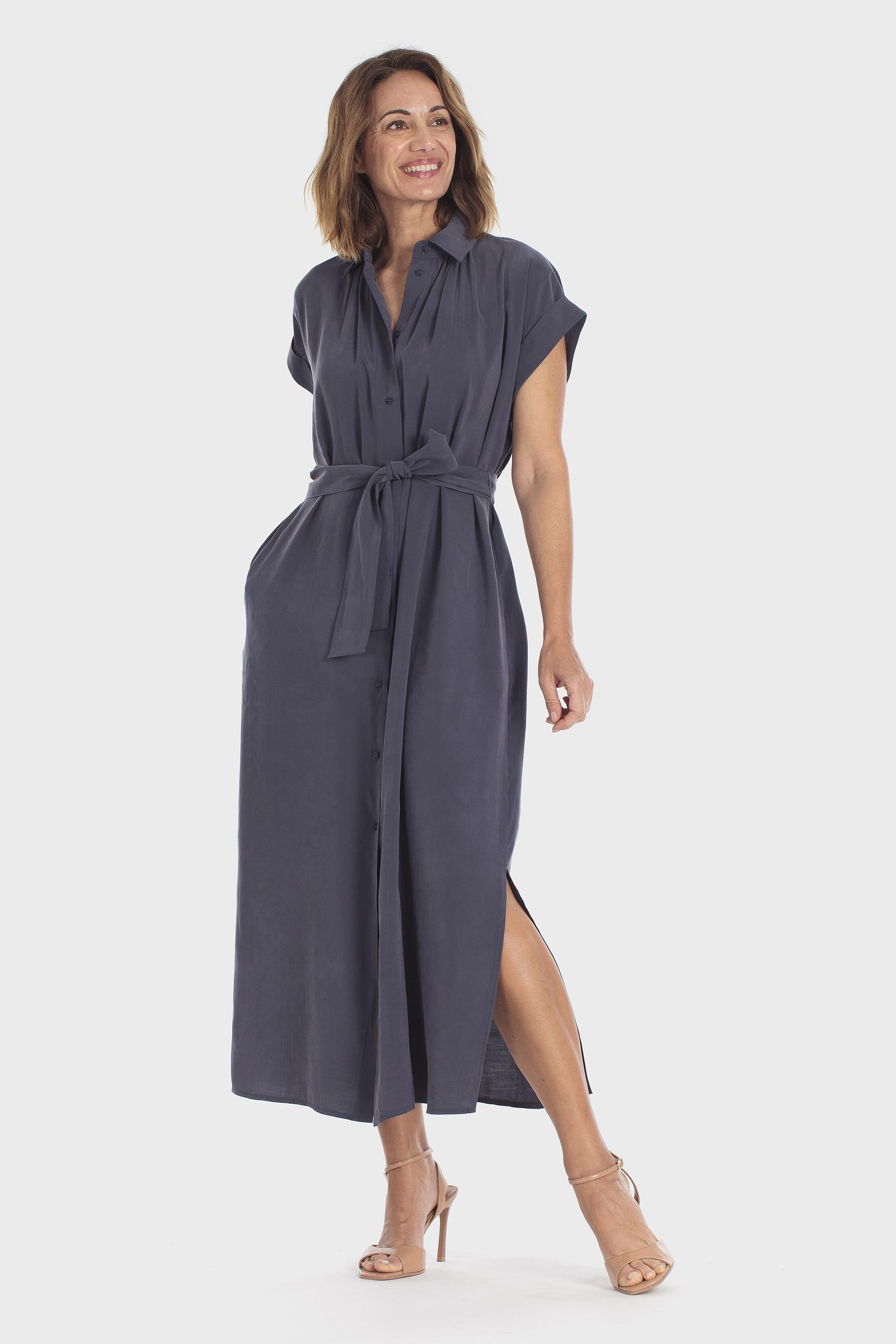 Belted Shirt Dress Blue, Blue Cramberry, medium