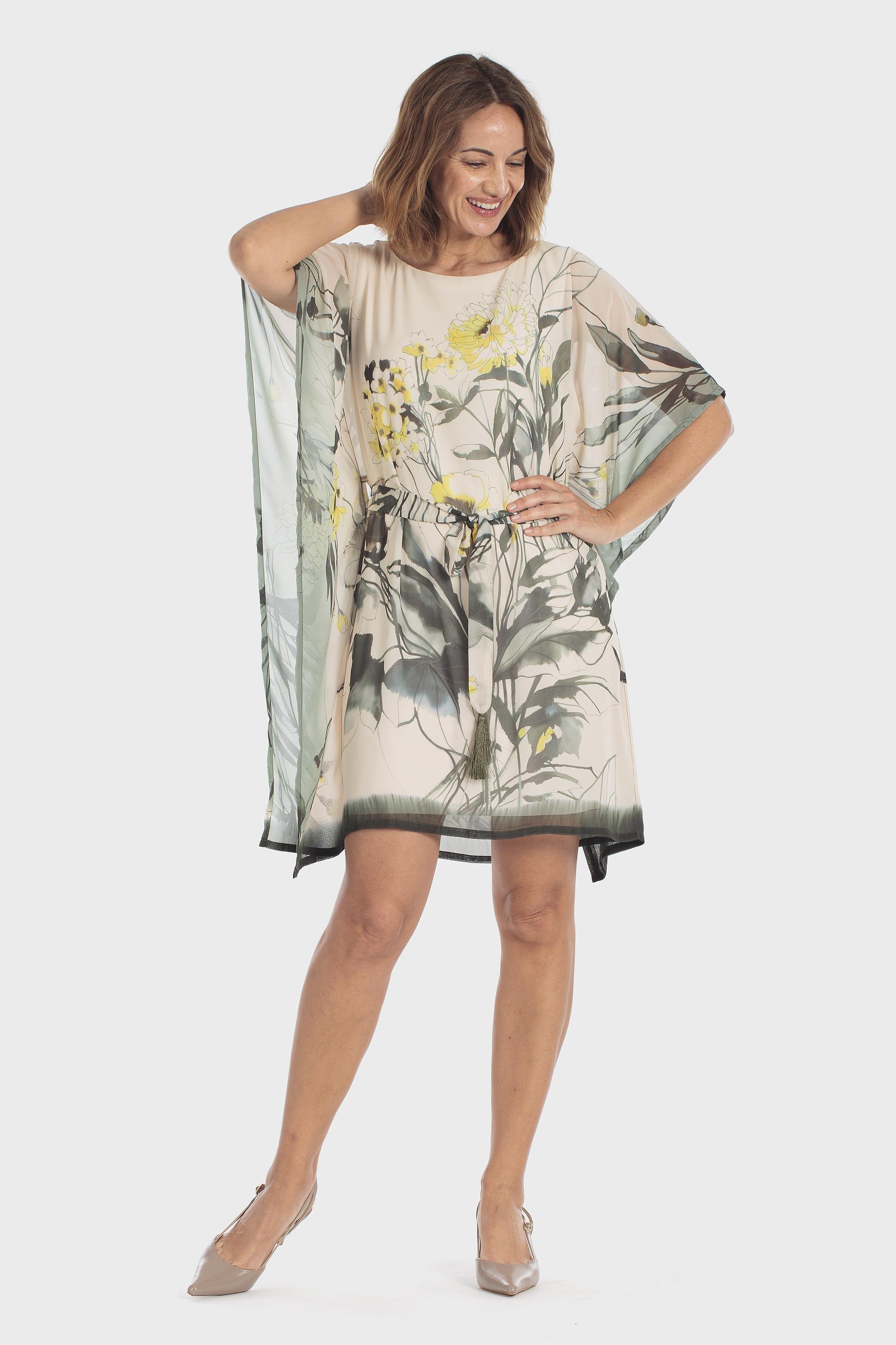 Floral Print Lined Dress Green, Green Forest, large image number 0