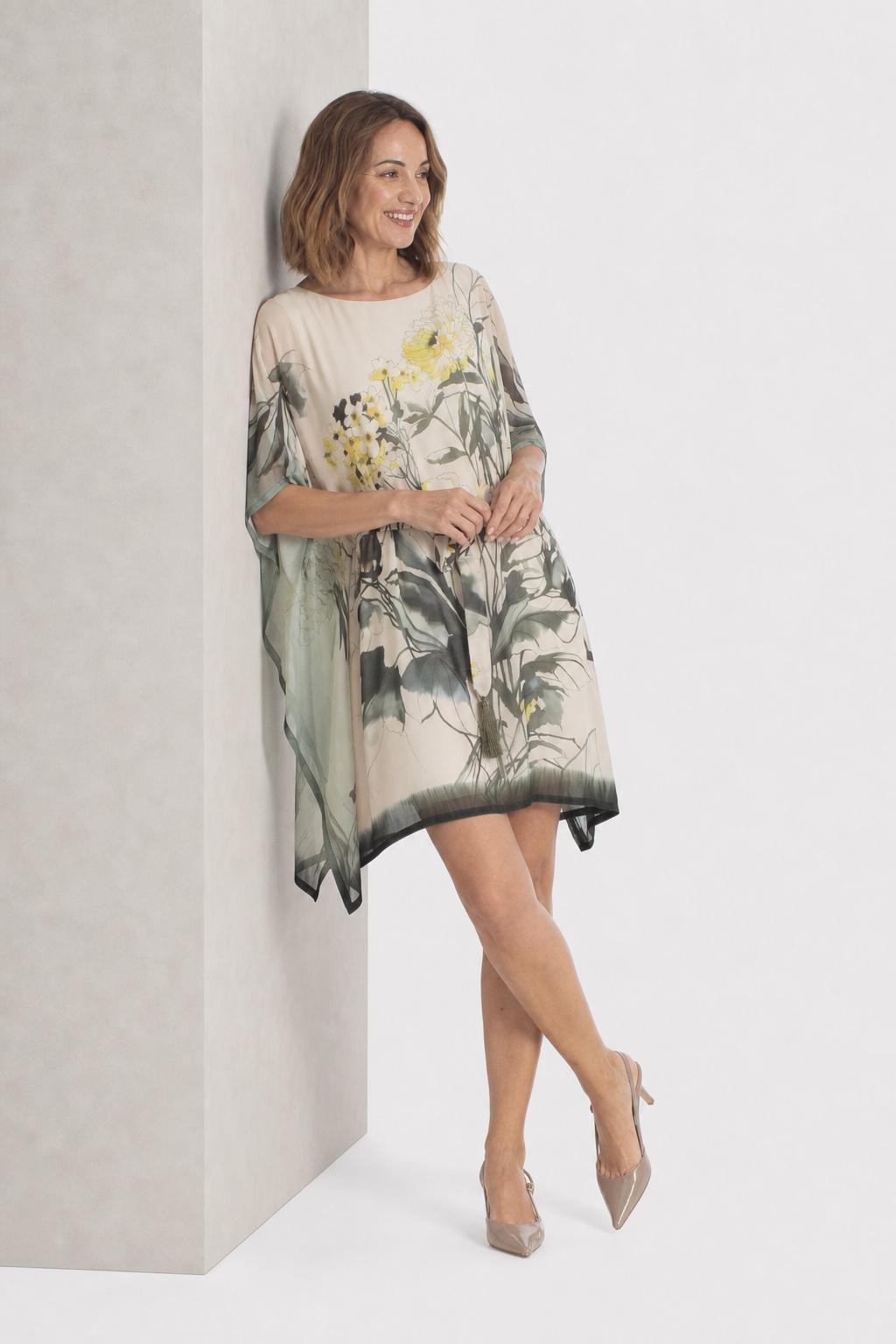 Floral Print Lined Dress Green, Green Forest, medium