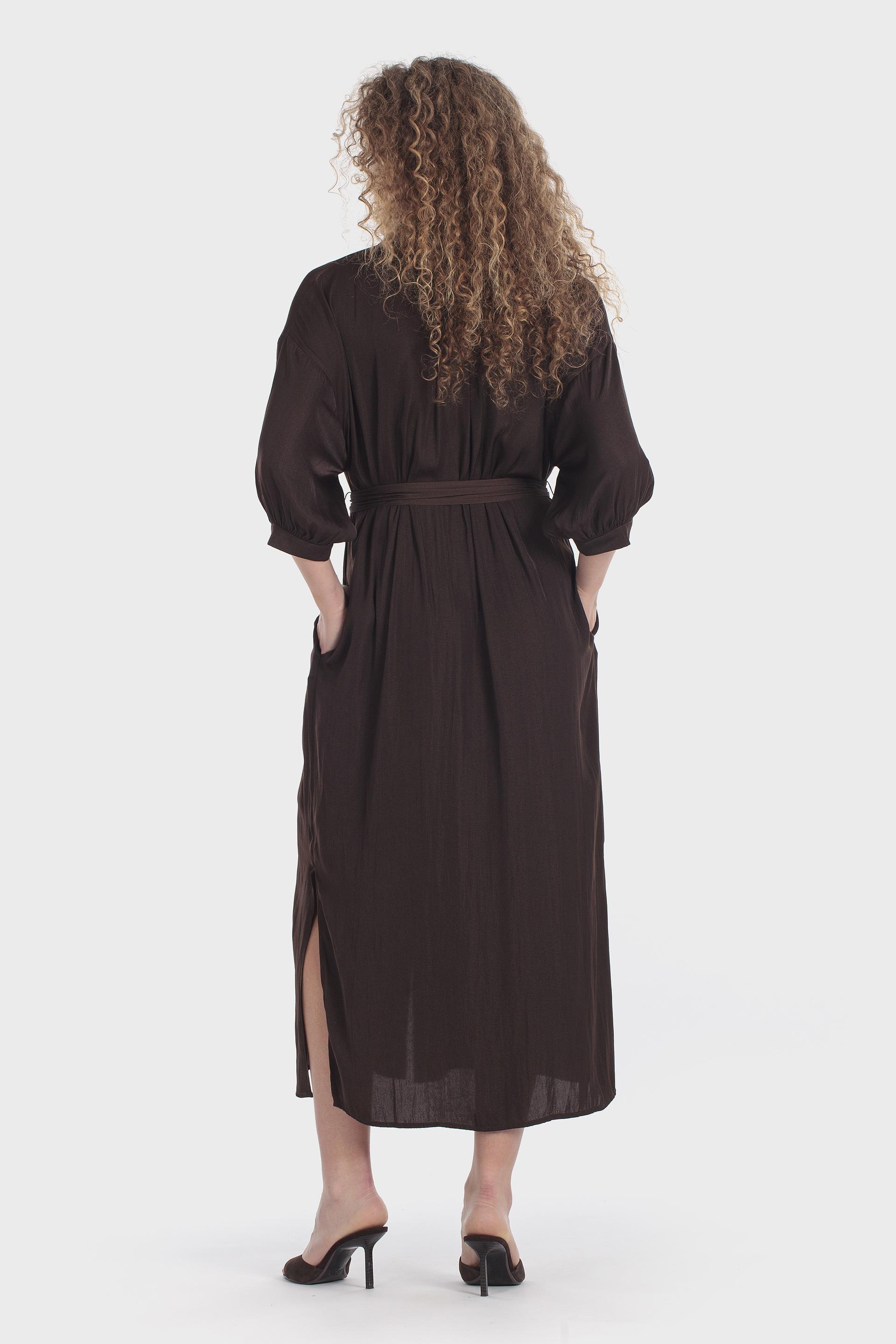 Belted Shirt Dress Brown, Brown Coffee, medium