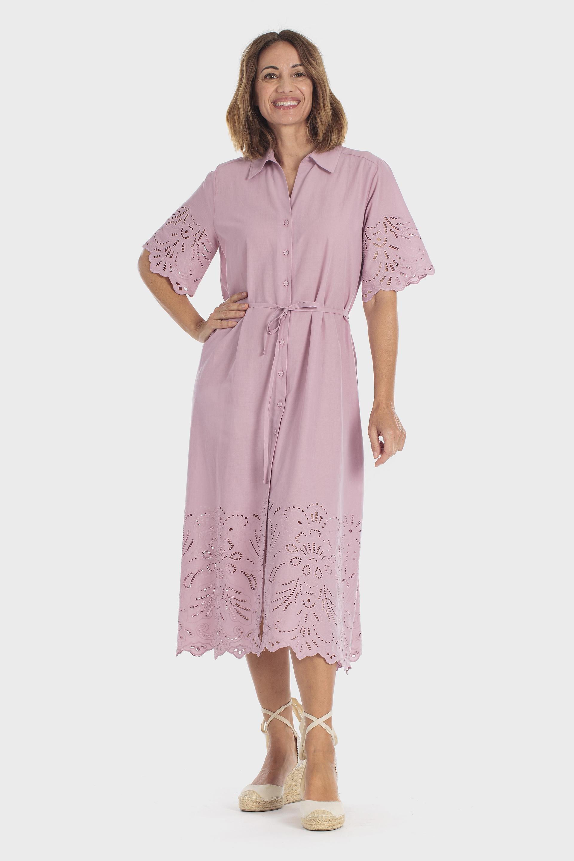 Embroidered Shirt Dress Pink, Pink Quartz, medium