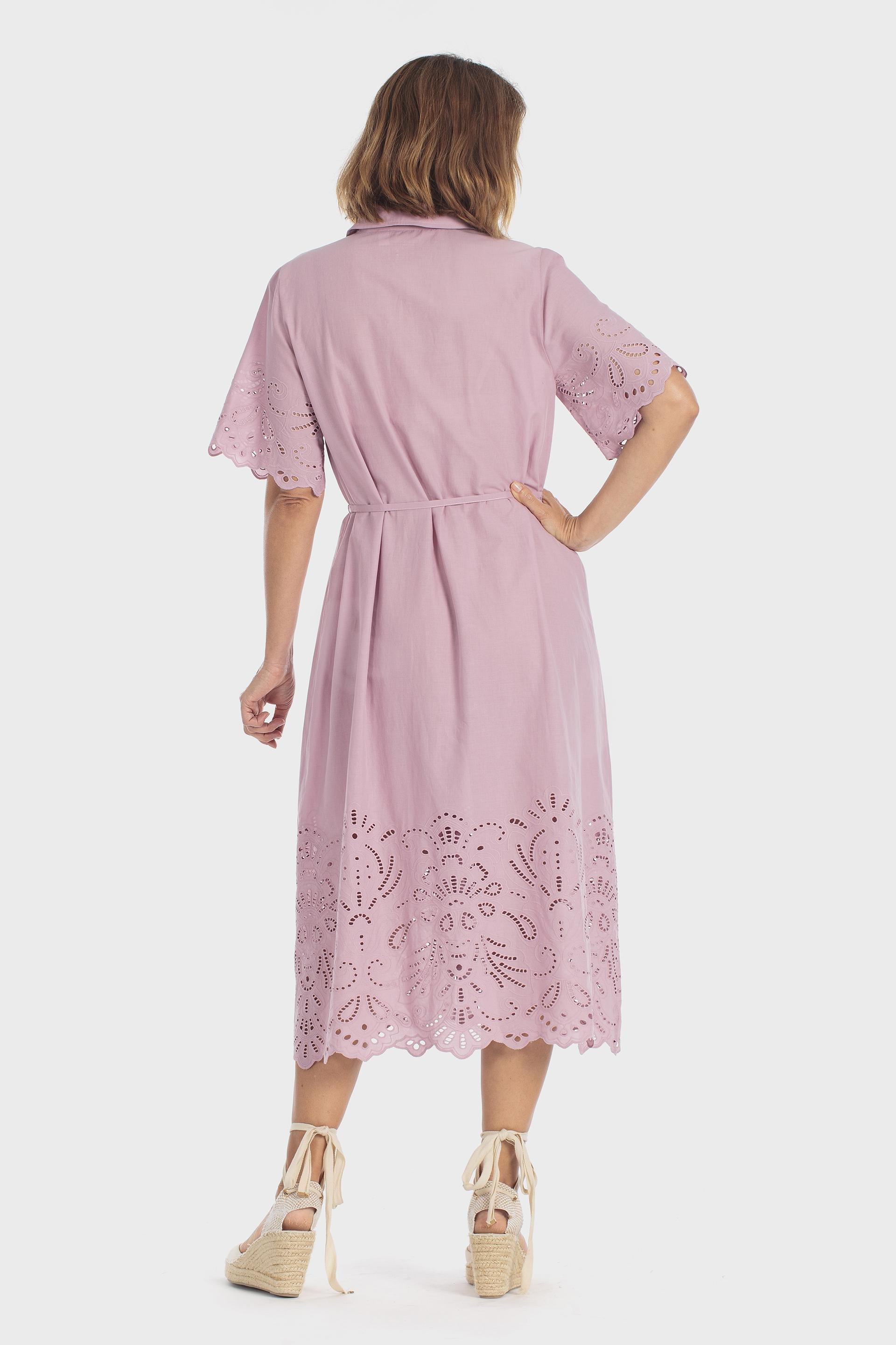 Embroidered Shirt Dress Pink, Pink Quartz, large image number 1