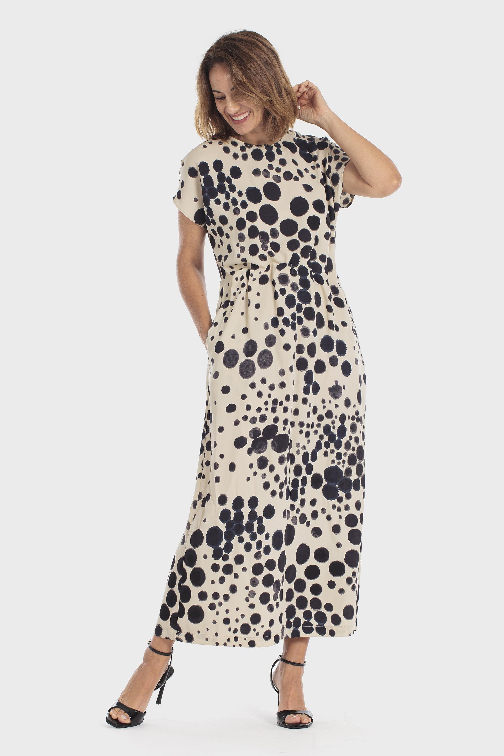 Multicolour Polka Dot Dress, Beige, large image number 0