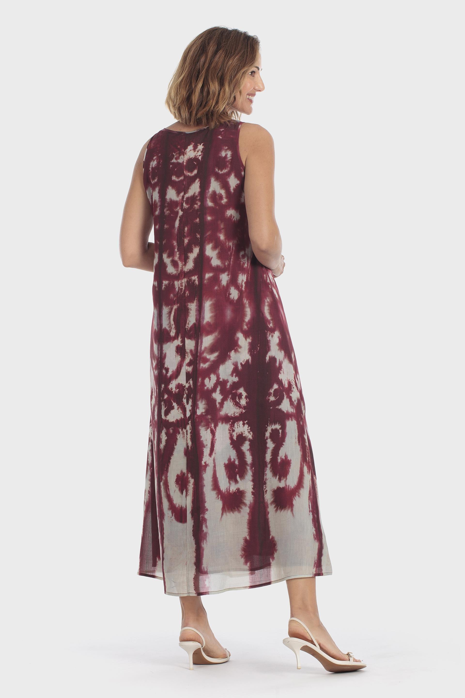 Abstract Print Sleeveless Dress Red, Red Dark, medium