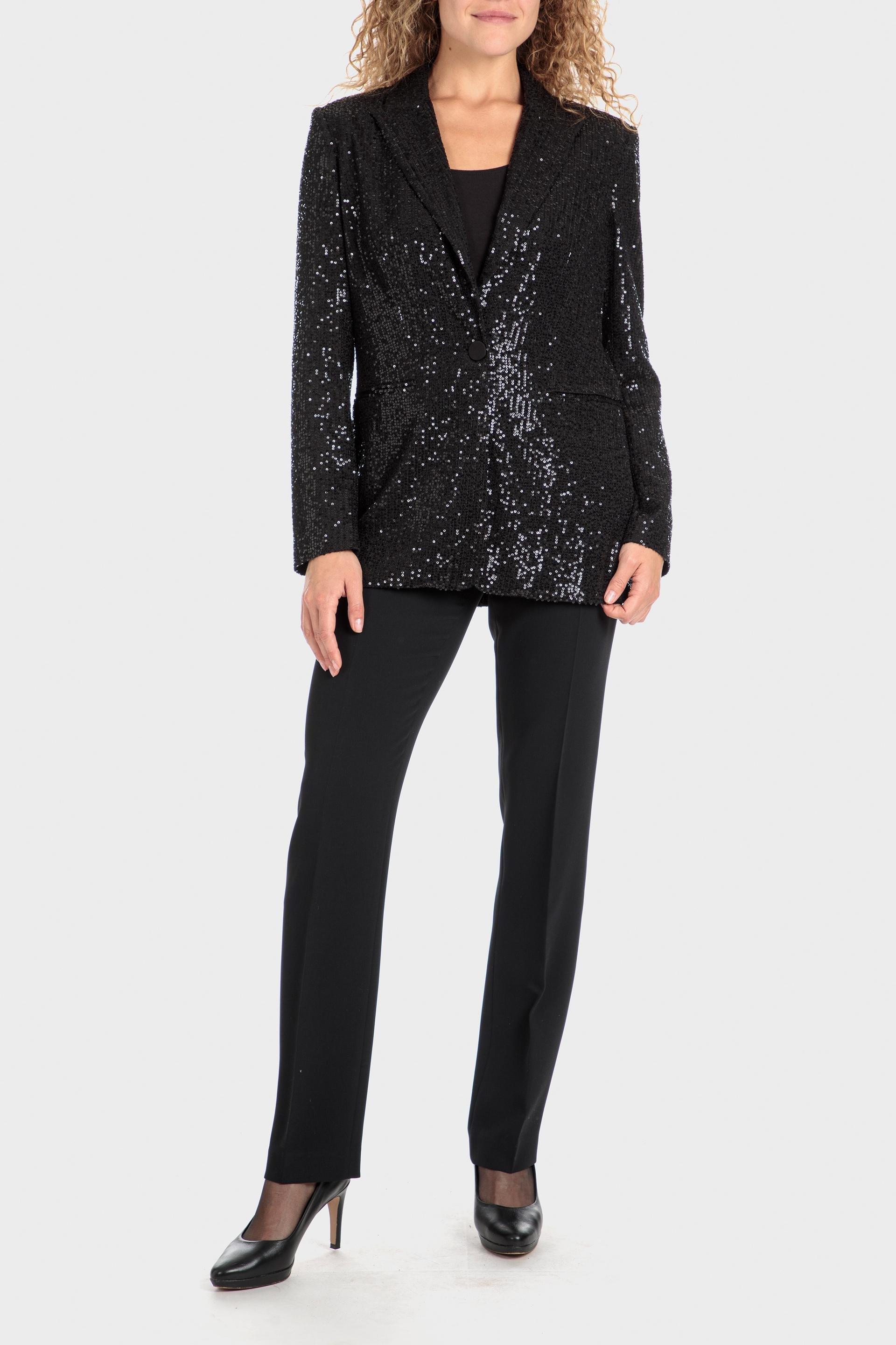 Black Sequin Lapels Blazer, , large image number 0